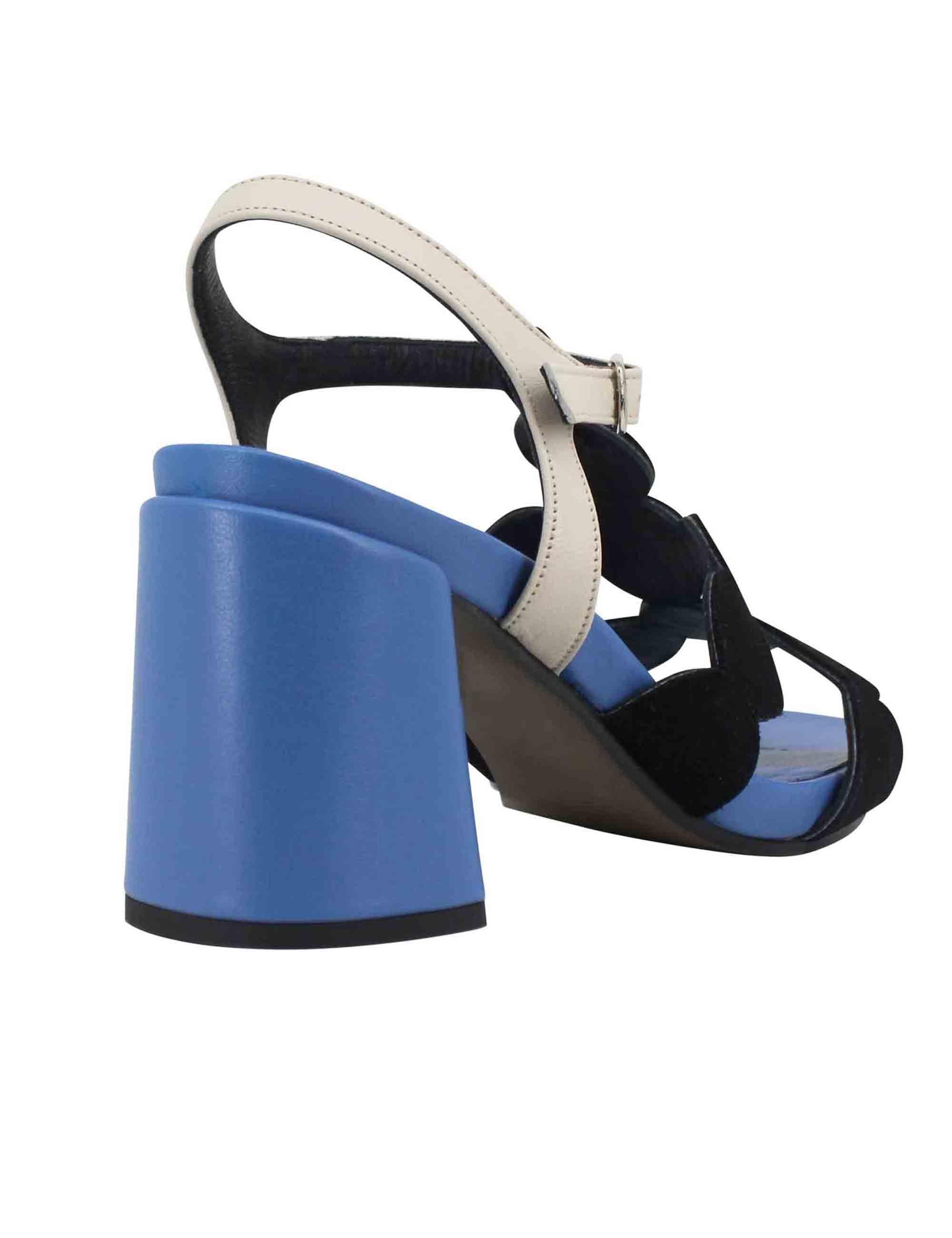 Sandali slingback donna in camoscio nero con tacco alto SP911 700 Spatarella 