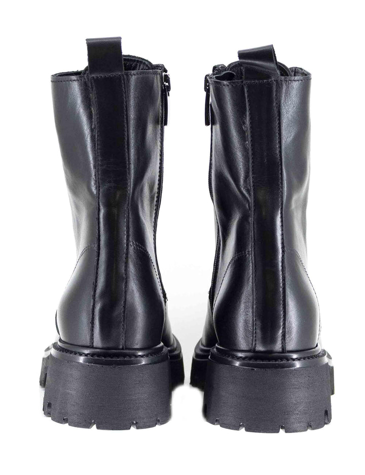 Stivaletti anfibi donna in pelle nera con elastici e suola carrarmato GAIA 13 001 Tattoo 