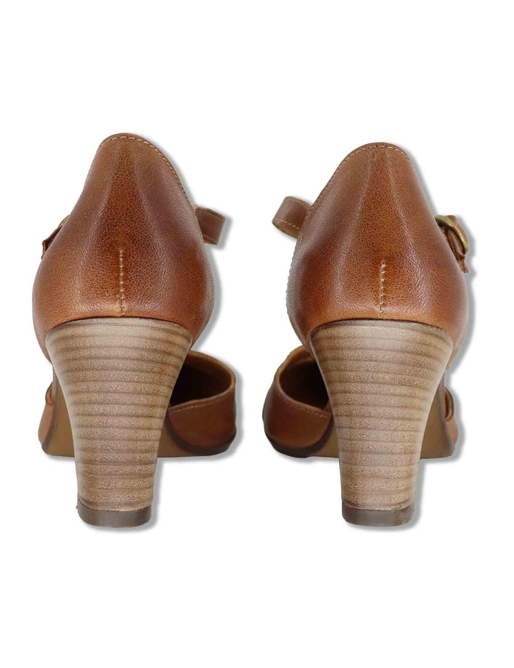 Decollete donna in pelle cuoio vintage con tacco alto e punta tonda SP1611 014 Spatarella 