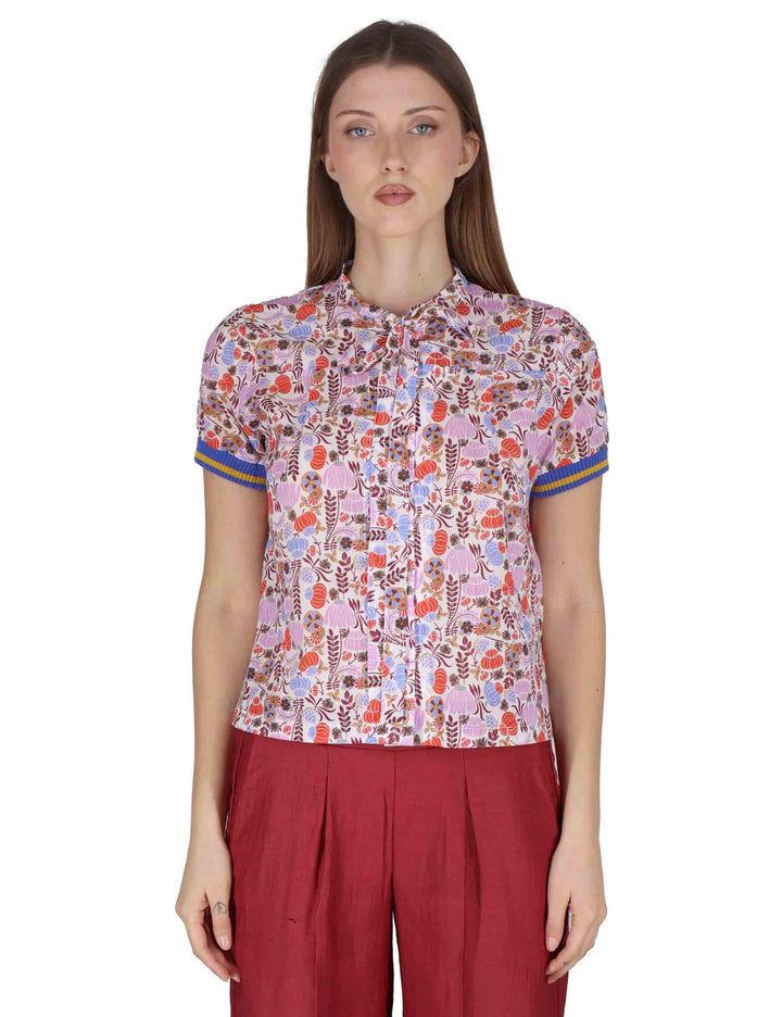 Camicie donna Ribbon Blouse in cotone rosso a fantasia mezze maniche JABCM0001-F1395-1229 85 Justmine 