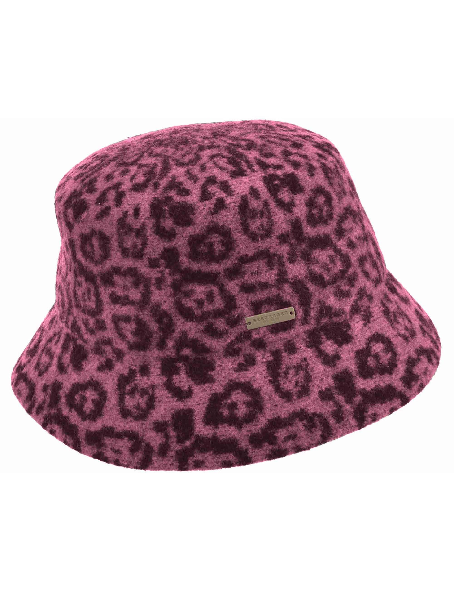 Cappelli donna da pescatore in lana animalier lilla 019850-00000 7494 Seeberger Est 1890 