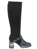 Bottines en cuir et tissu noir Femme HI254374 C004