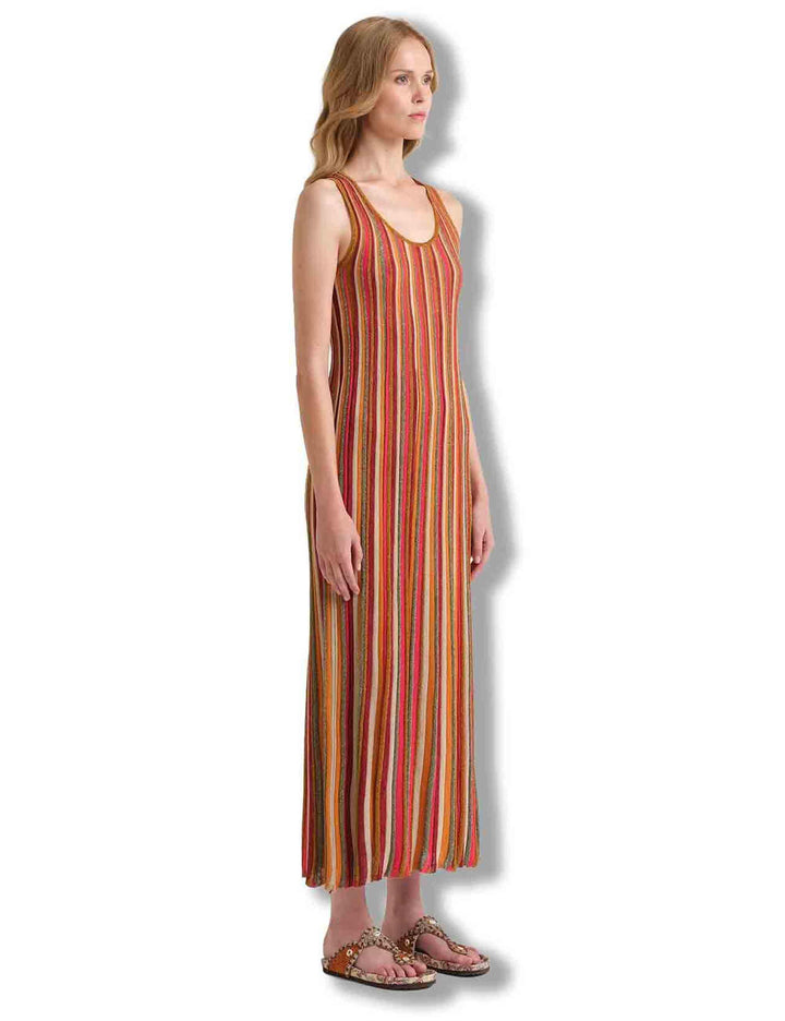 Abiti lunghi donna Flexage Stripes in viscosa a righe verticali ruggine e multicolore JF951378211 31B99 Maliparmi 