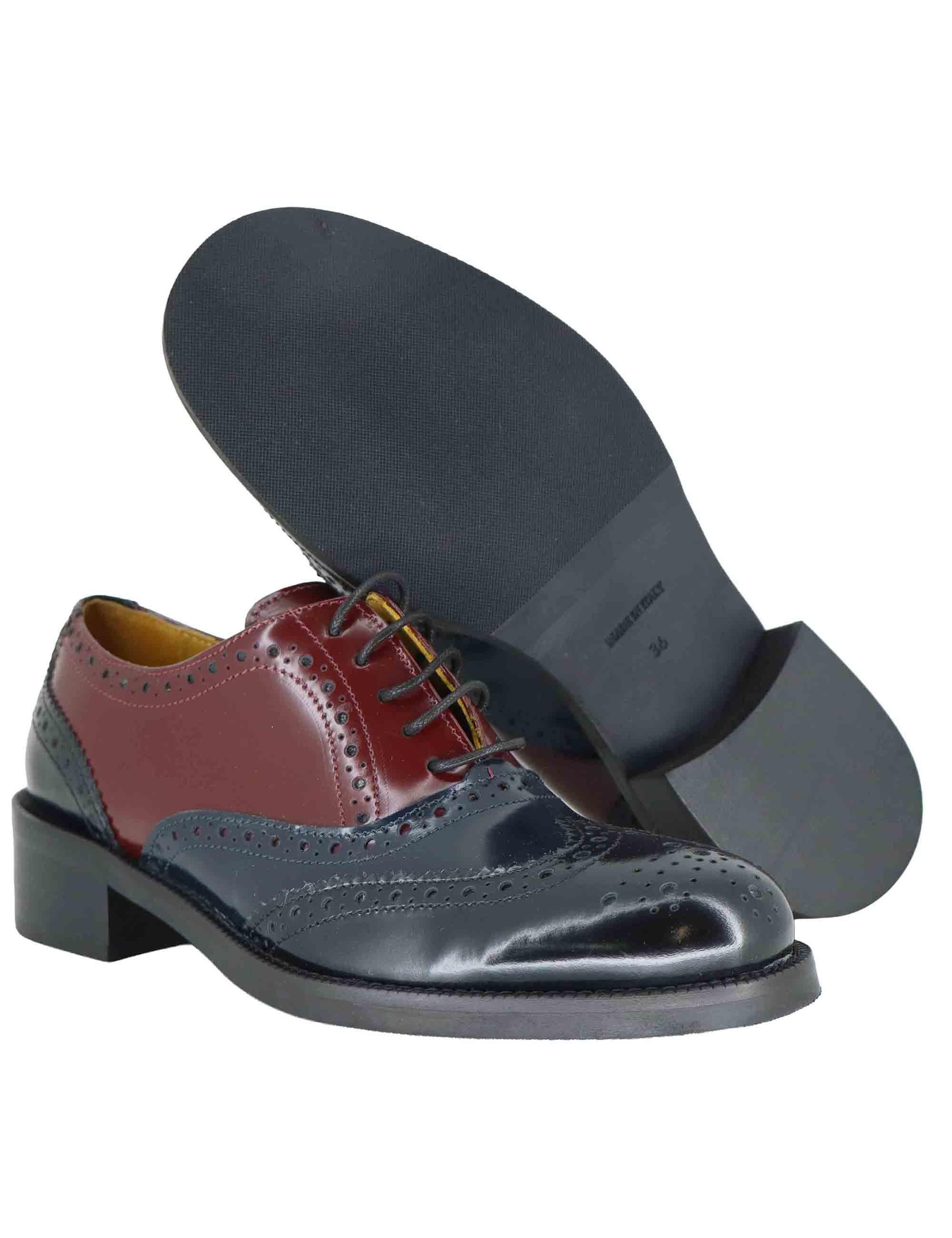 Stringate donna in pelle nera bi colore con impunture SP9601 001 Spatarella 