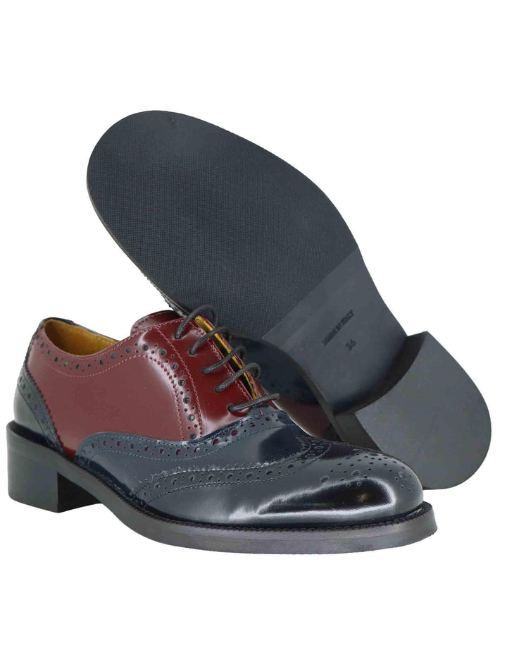 Stringate donna in pelle nera bi colore con impunture SP9601 001 Spatarella 