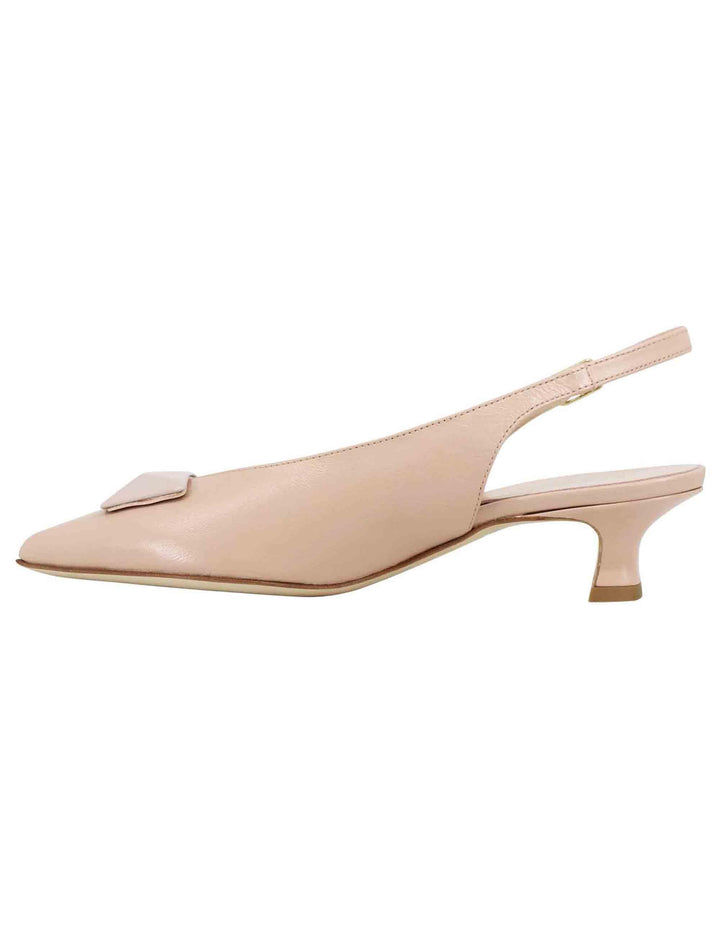 Decollete slingback donna in pelle cipria con tacco basso ed accessorio in tinta SPR4214-19 301 Spatarella 