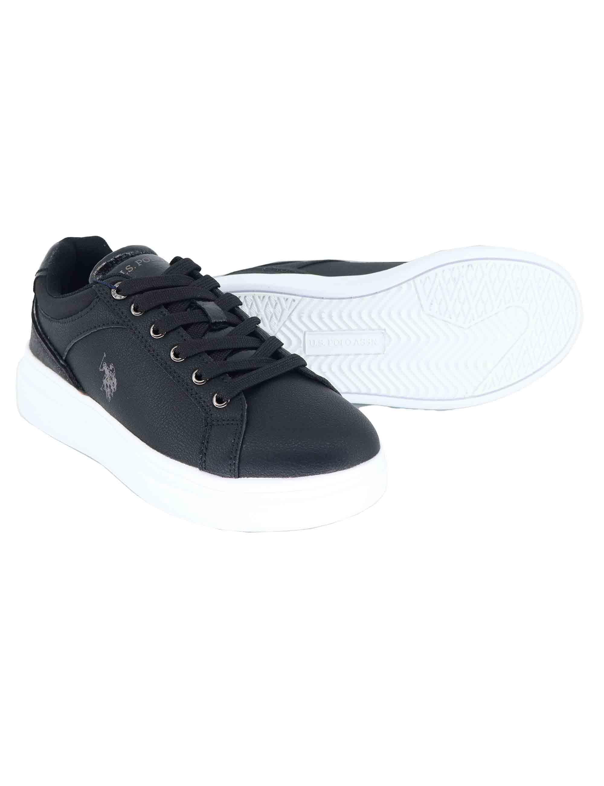 Sneakers donna in eco pelle nera con suola alta in gomma CODY015 BLK U.S. Polo Assn. 