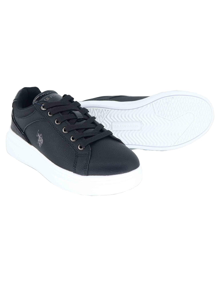 Sneakers donna in eco pelle nera con suola alta in gomma CODY015 BLK U.S. Polo Assn. 