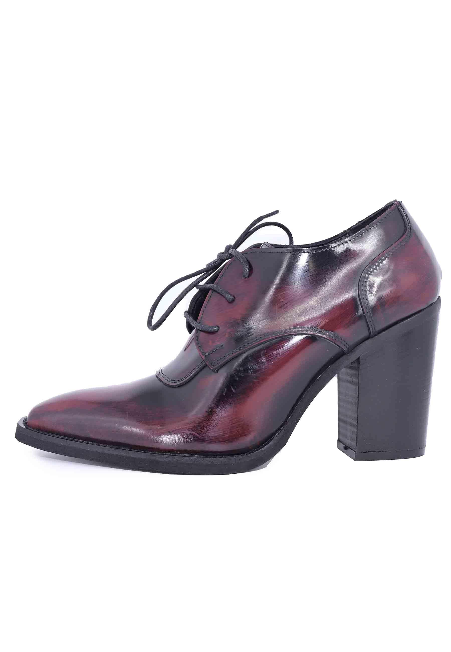 Stringate donna in pelle bordeaux con tacco alto e punta a punta SPPR03 018 Spatarella 
