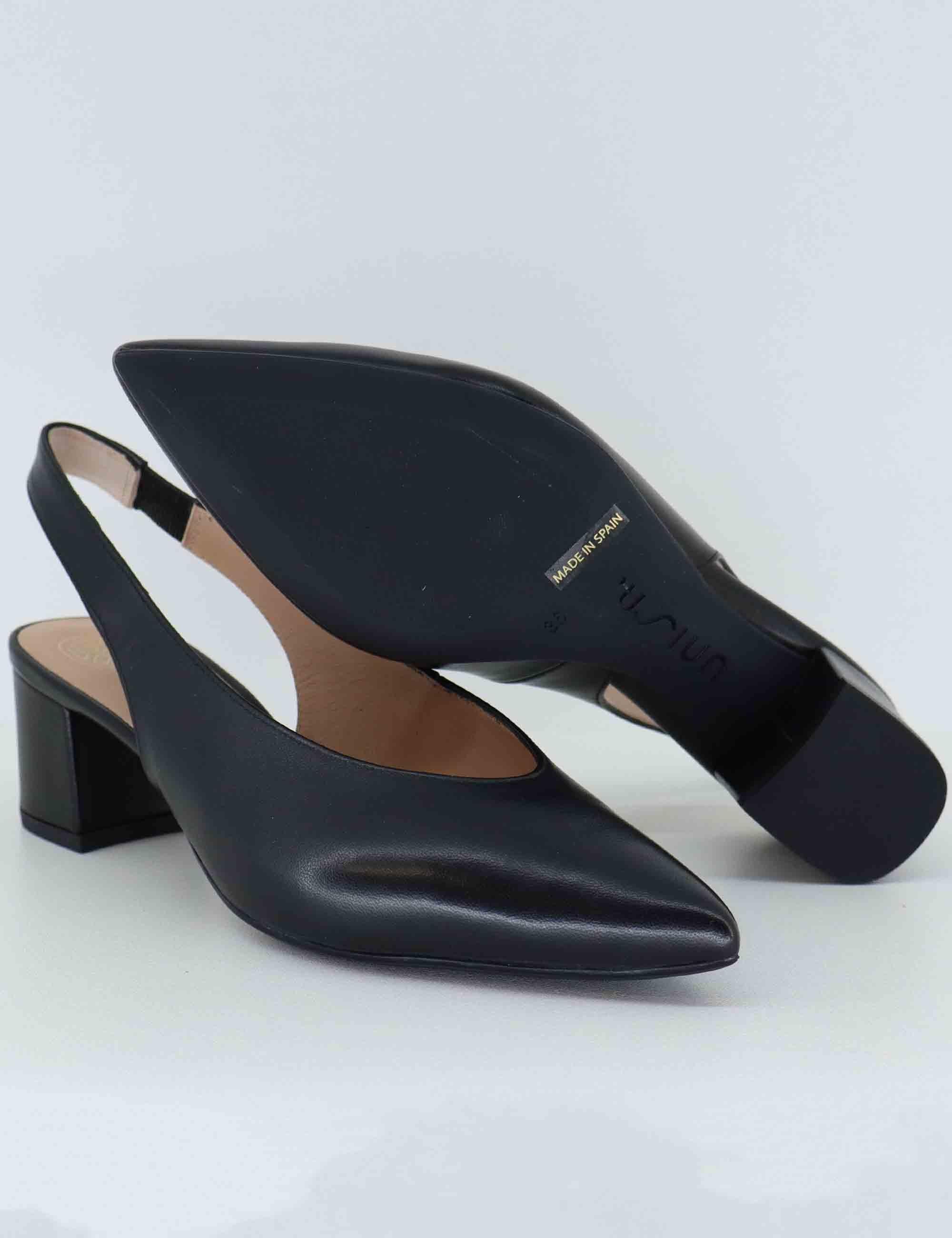 Decollete slingback donna in pelle nera JENSEN NTO_BLACK Unisa 