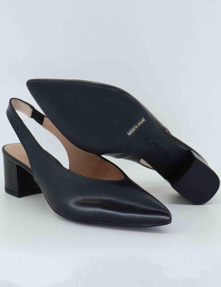Decollete slingback donna in pelle nera JENSEN NTO_BLACK Unisa 