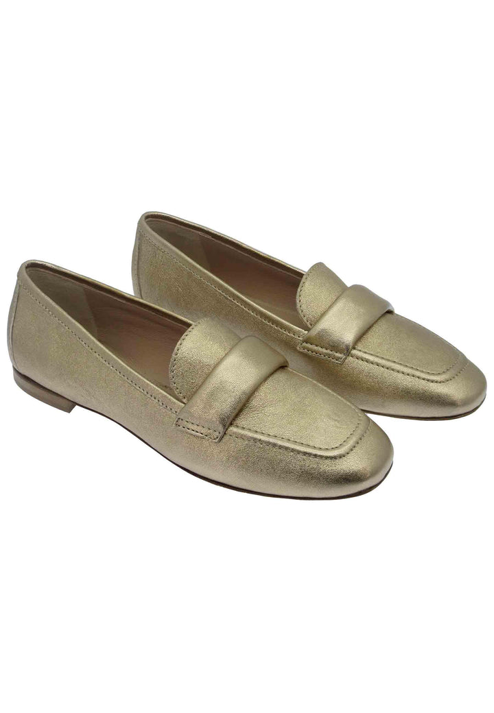 Mocassini donna in pelle laminata oro tacco basso Z406 301 Spatarella 