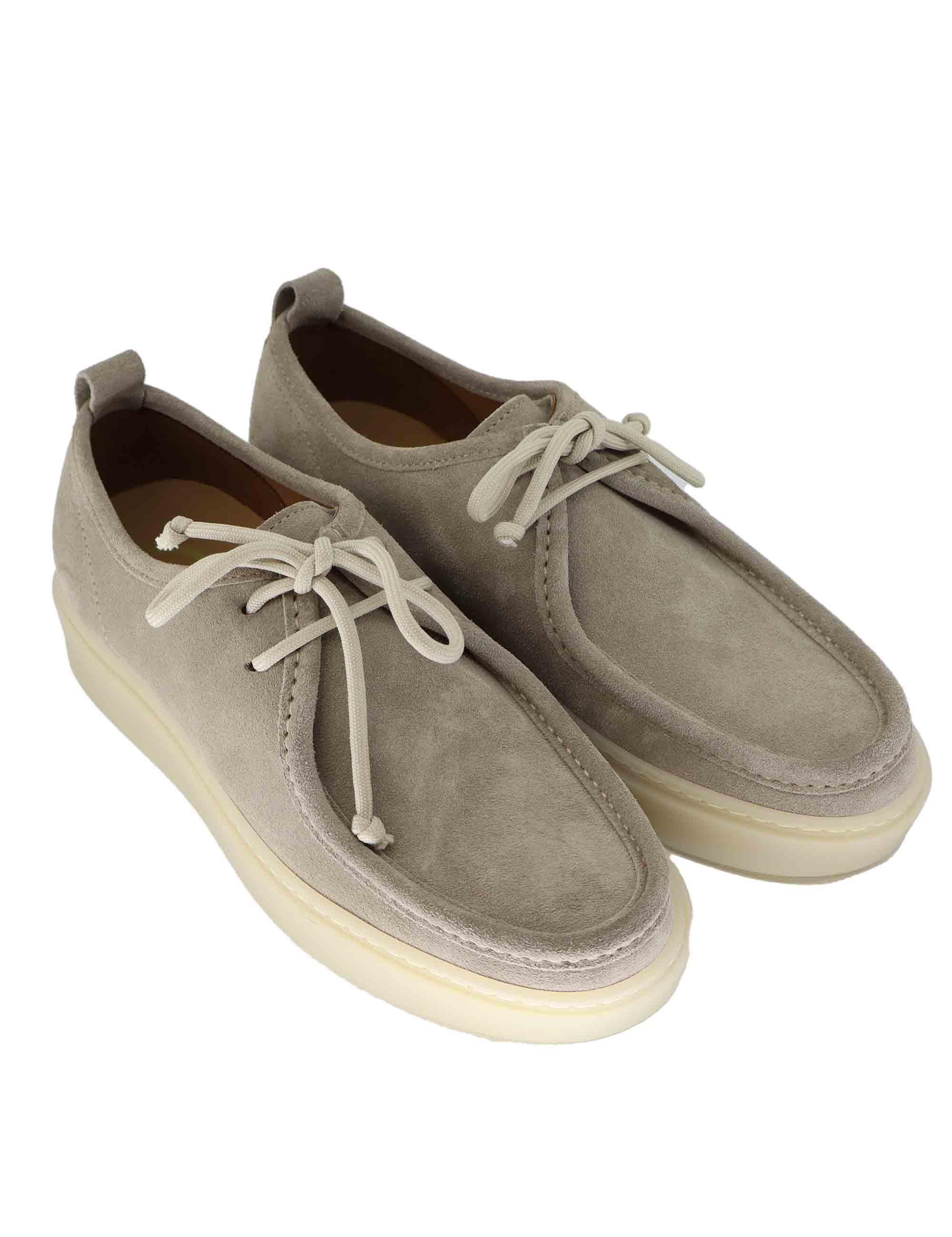 Stringate uomo in camoscio taupe con suola in gomma GUM 2 062 Rogal's 