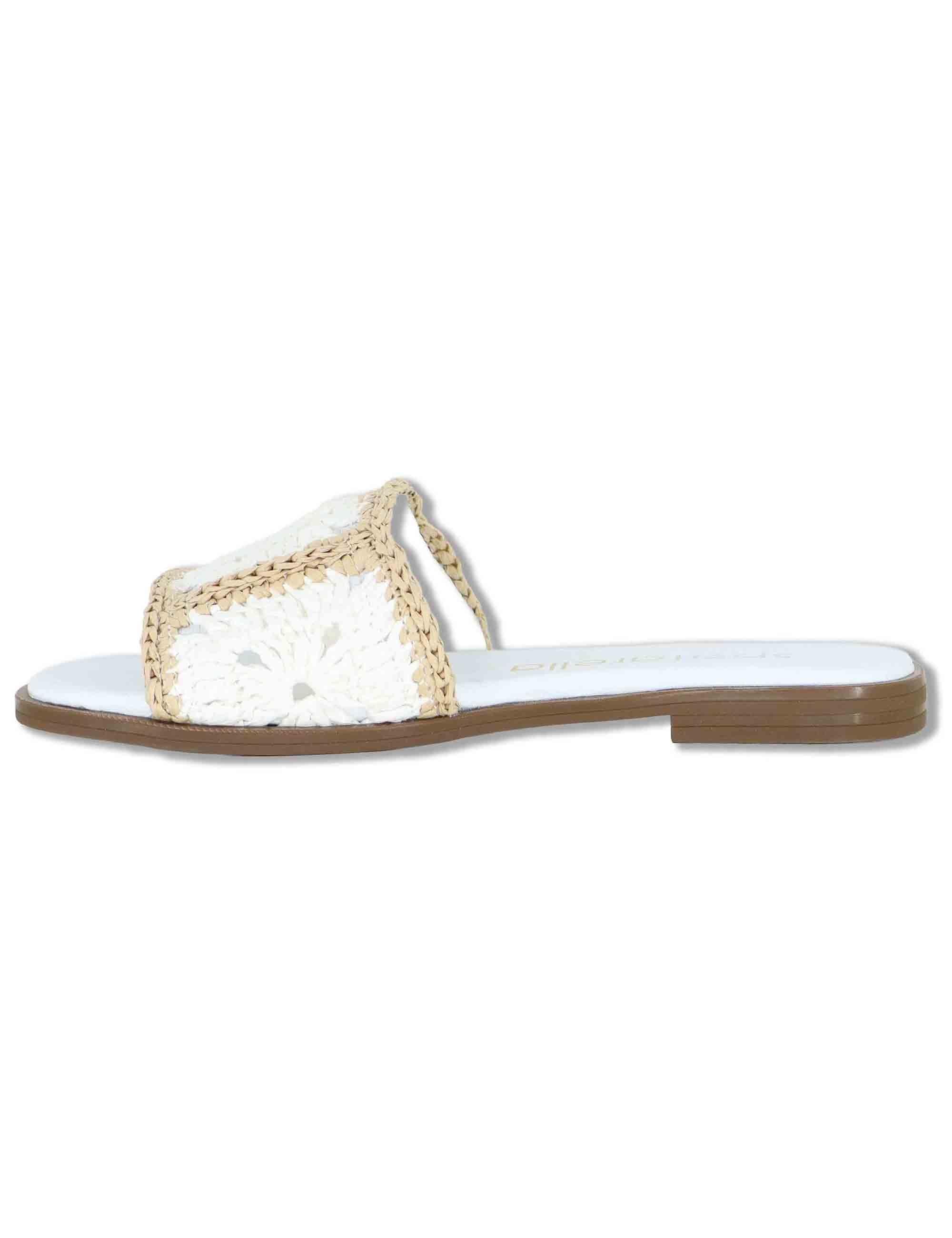 Sandali bassi donna in rafia naturale bianca con suola in gomma SP261579 100 Spatarella 
