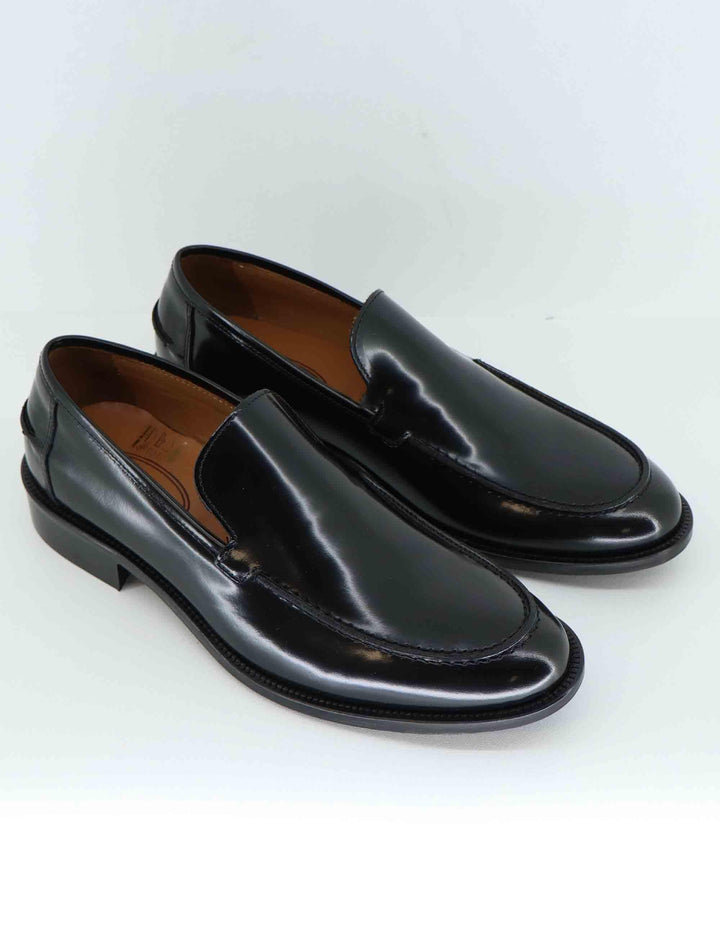 Mocassini uomo in pelle nera con suola in cuoio OXFORD 5 001 Rogal's 