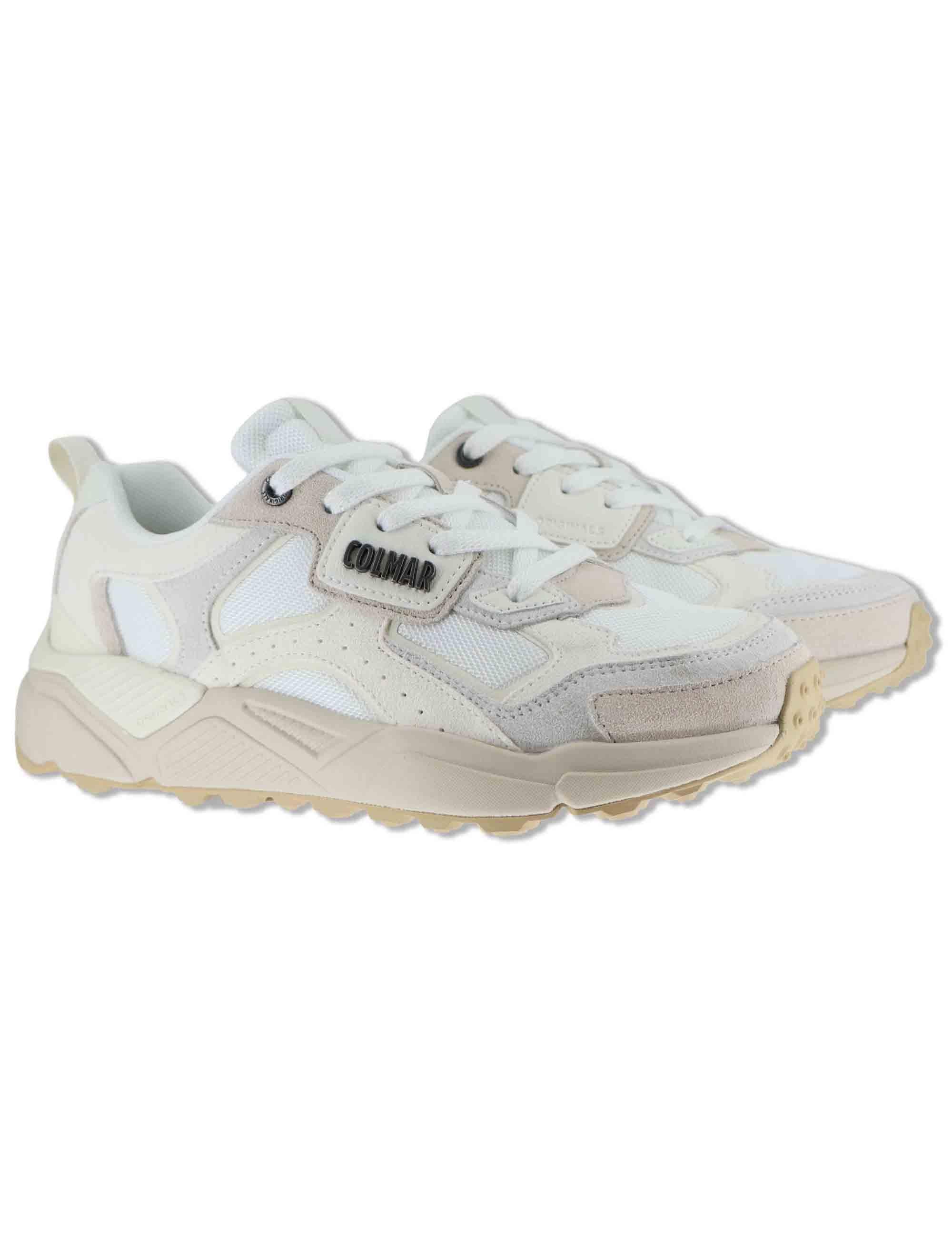 Sneakers uomo in pelle e tessuto off white con suola alta GARNER 025 Colmar 