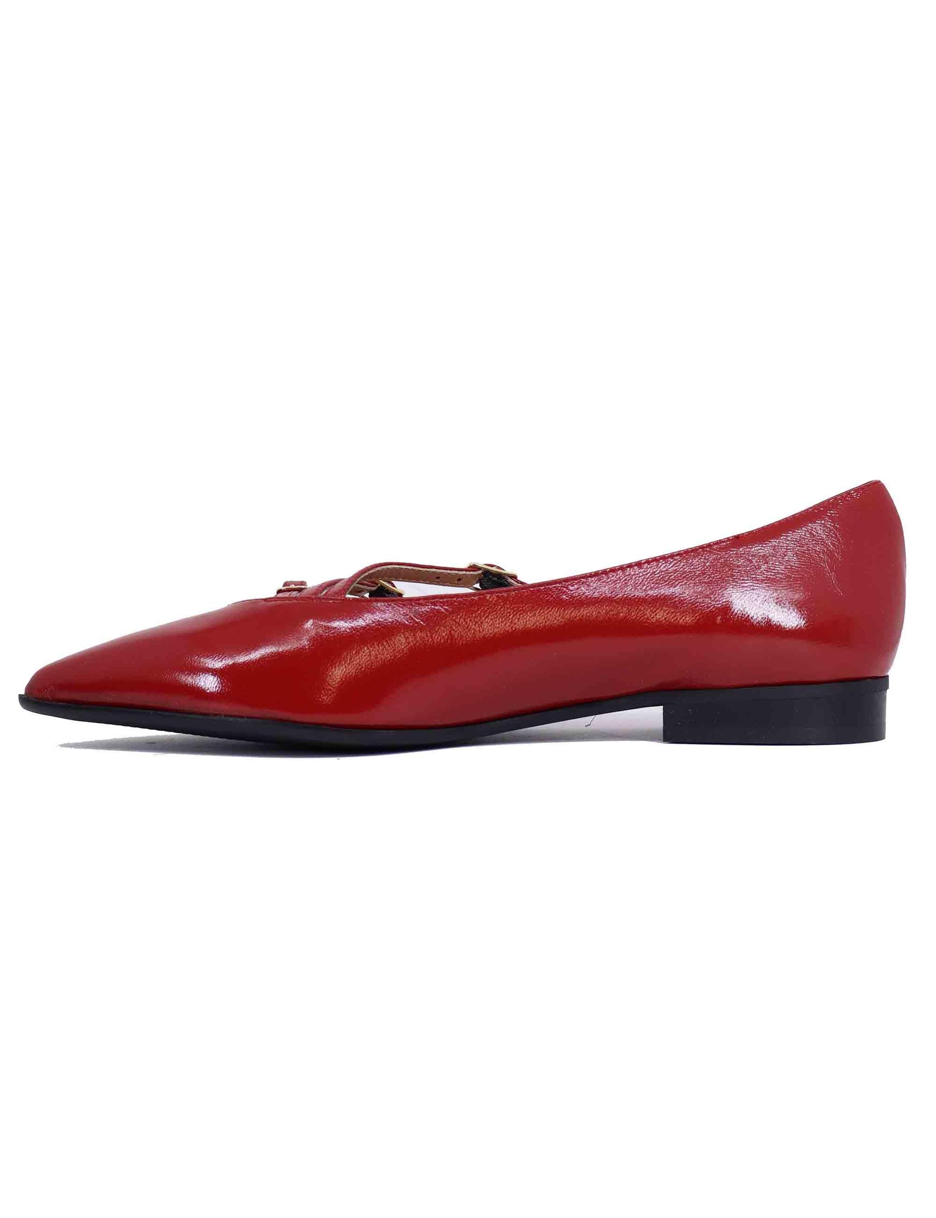 Ballerine donna in pelle rossa con doppio cinturino SPY9216-M 022 Spatarella 