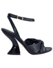 Sandali donna in pelle nera con tacco alto e cinturino alla caviglia Donna SP896 001
