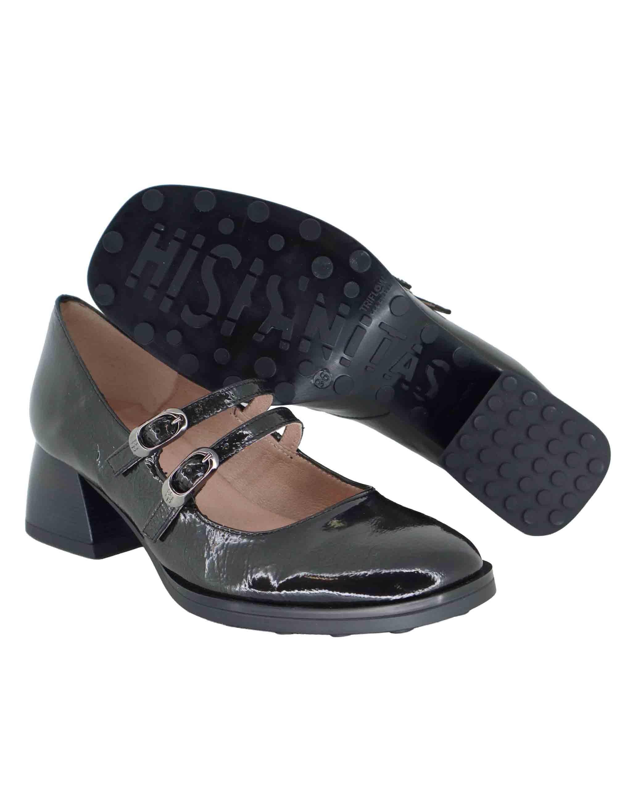 Decollete donna in pelle grigia con cinturini e tacco basso HI254381 C004 Hispanitas 