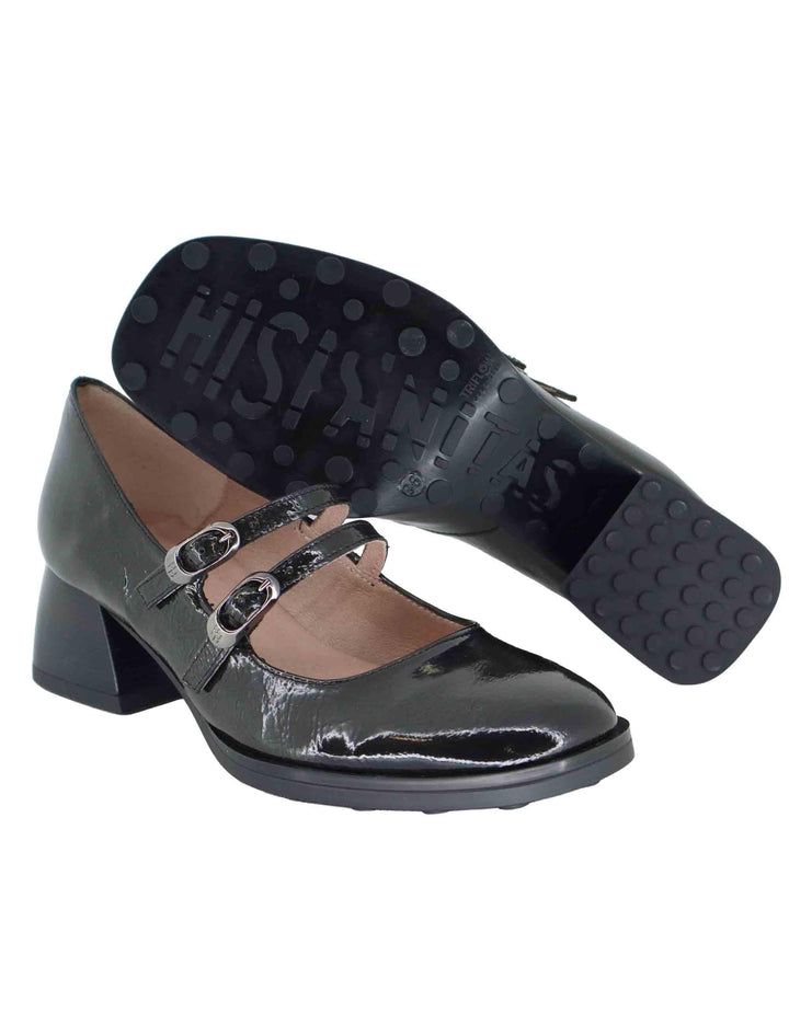 Decollete donna in pelle grigia con cinturini e tacco basso HI254381 C004 Hispanitas 