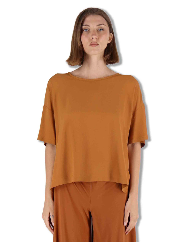 Camicie donna Fluid Crepe in misto seta ambra maniche a 3/4 JM440050672 70004 Maliparmi 