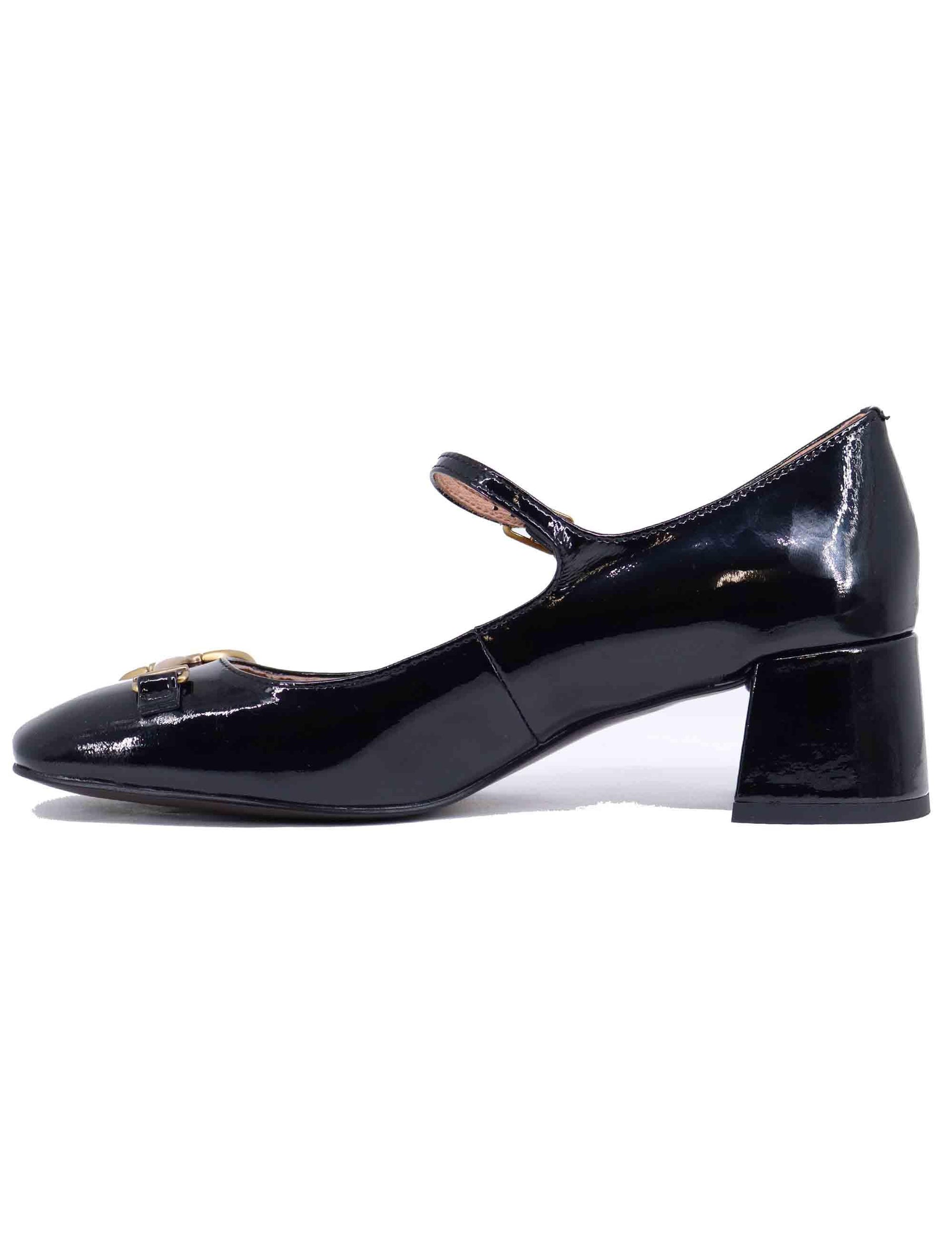 Decollete donna Noa in vernice nera con morsetto oro 575Z20VK 03 Bibi Lou 
