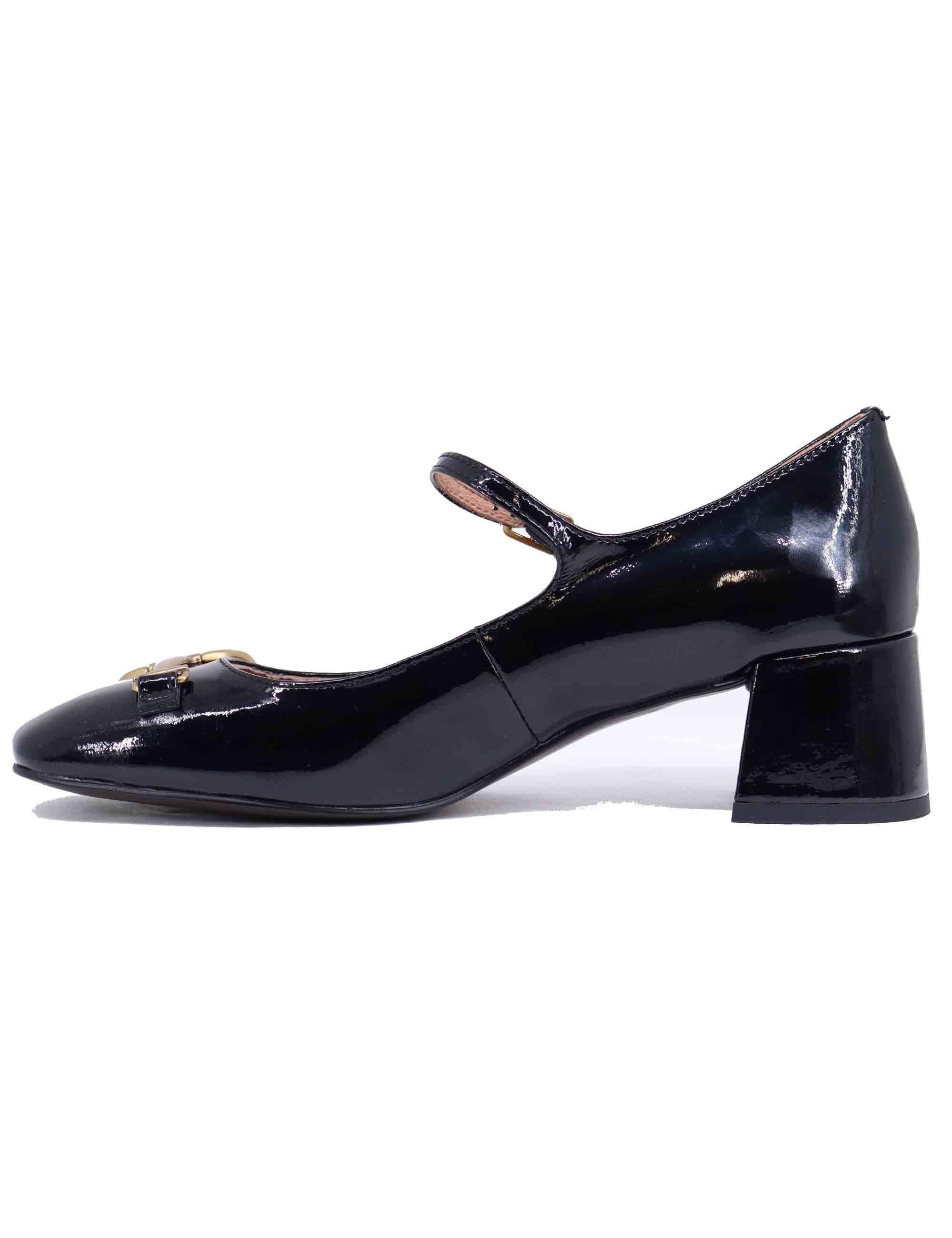Decollete donna Noa in vernice nera con morsetto oro 575Z20VK 03 Bibi Lou 