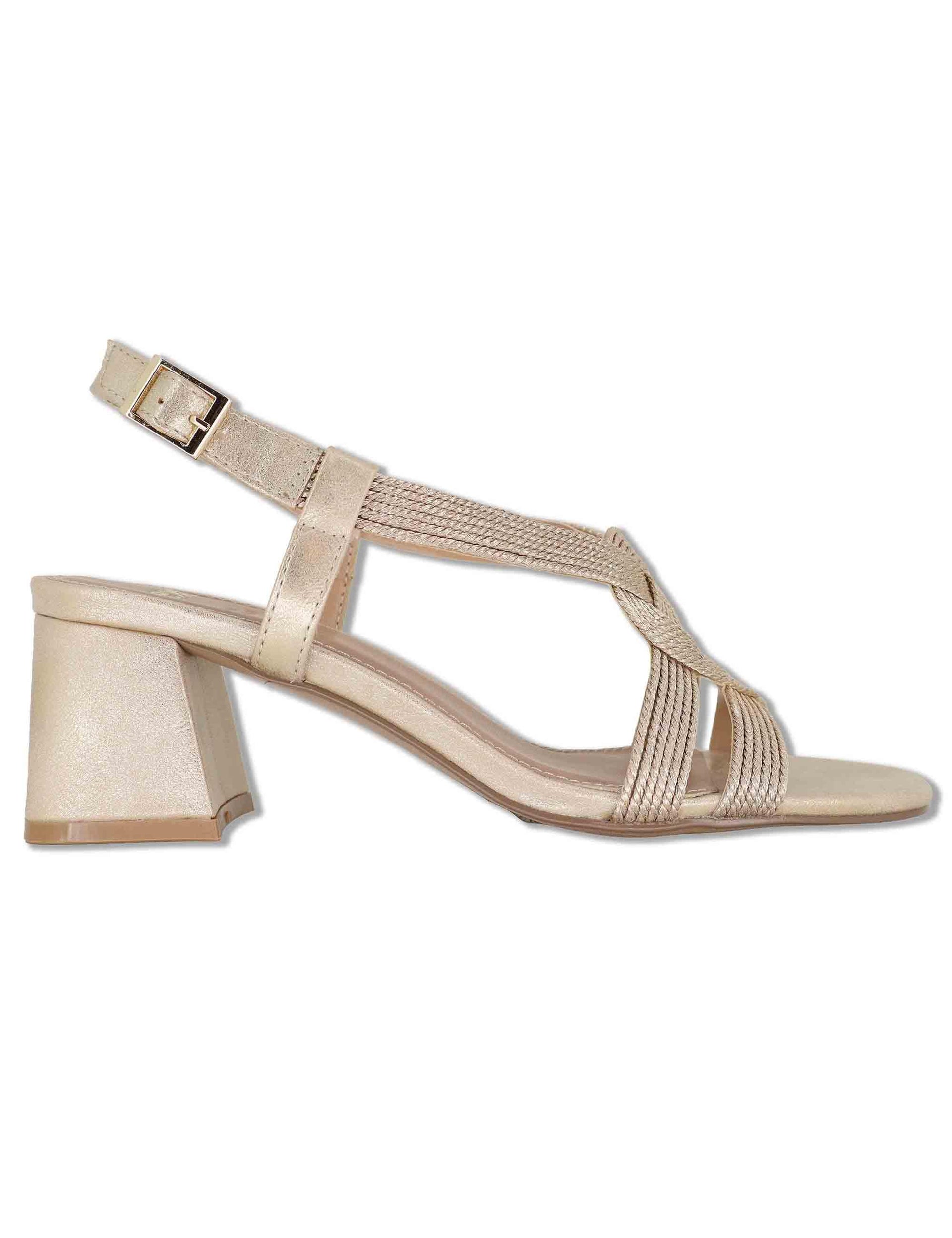 Sandali donna in tessuto cipria con cinturino posteriore e tacco medio W4700467 319N Exe 