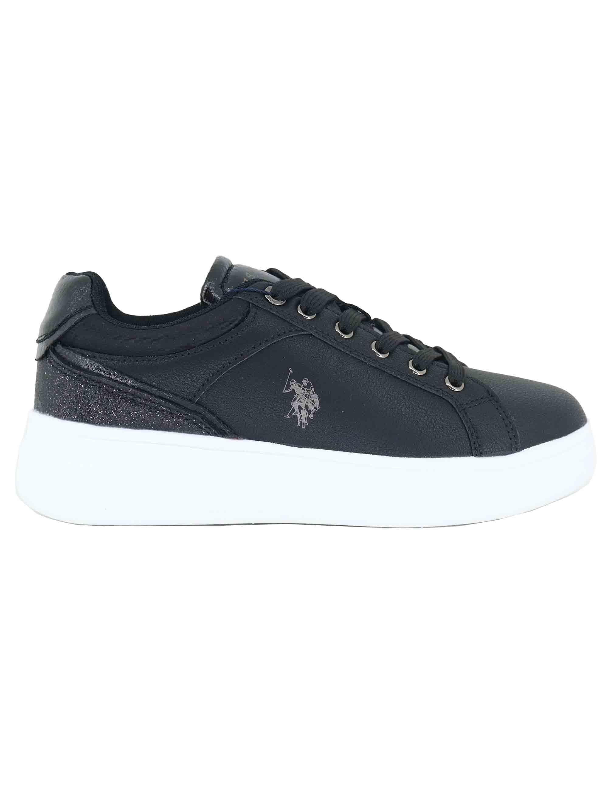 Sneakers donna in eco pelle nera con suola alta in gomma CODY015 BLK U.S. Polo Assn. 