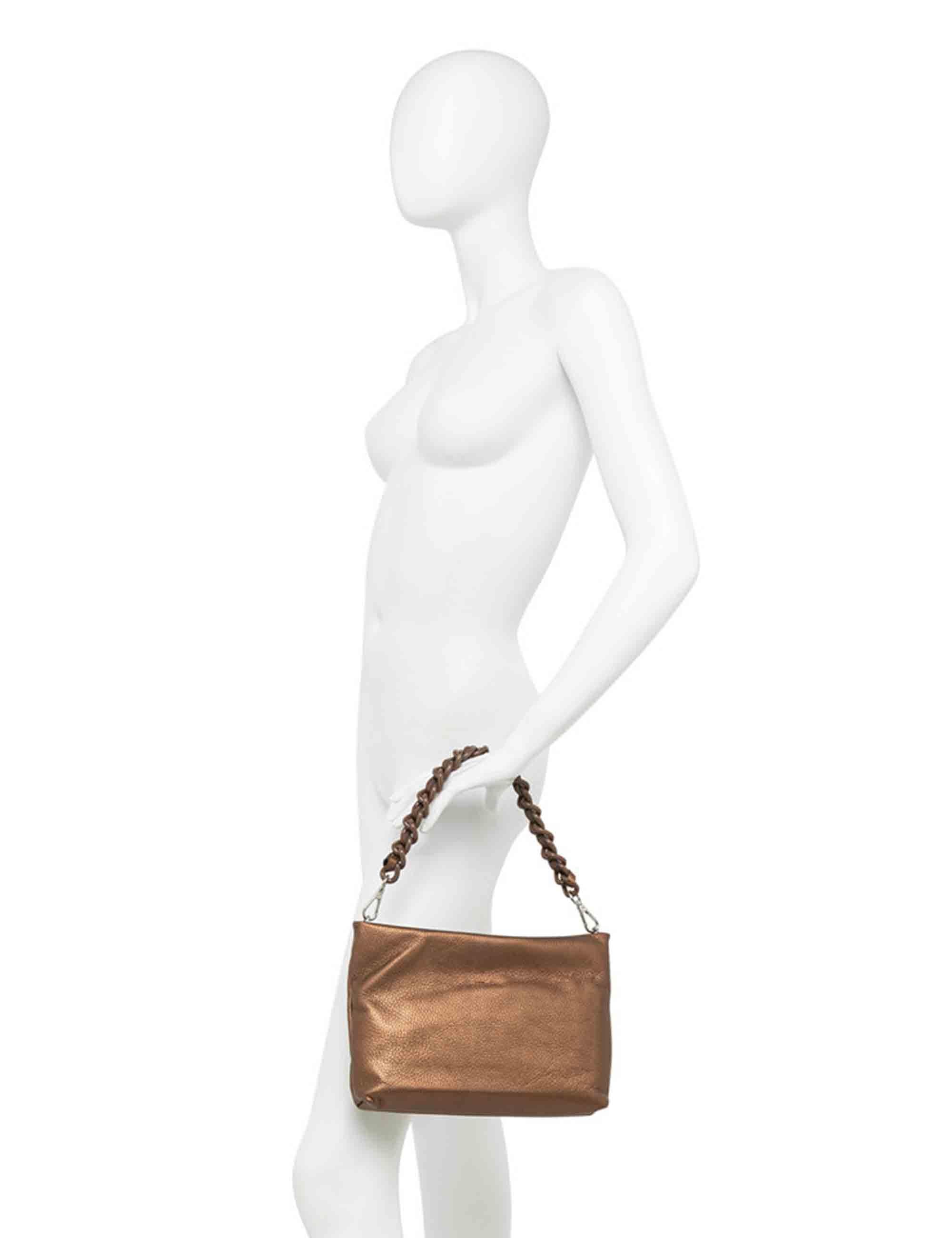 Borse donna Branda in pelle grigio perla con catena e tracolla in pelle removibile BS8265 14168 COMM GRN LM-EM Gianni Chiarini 