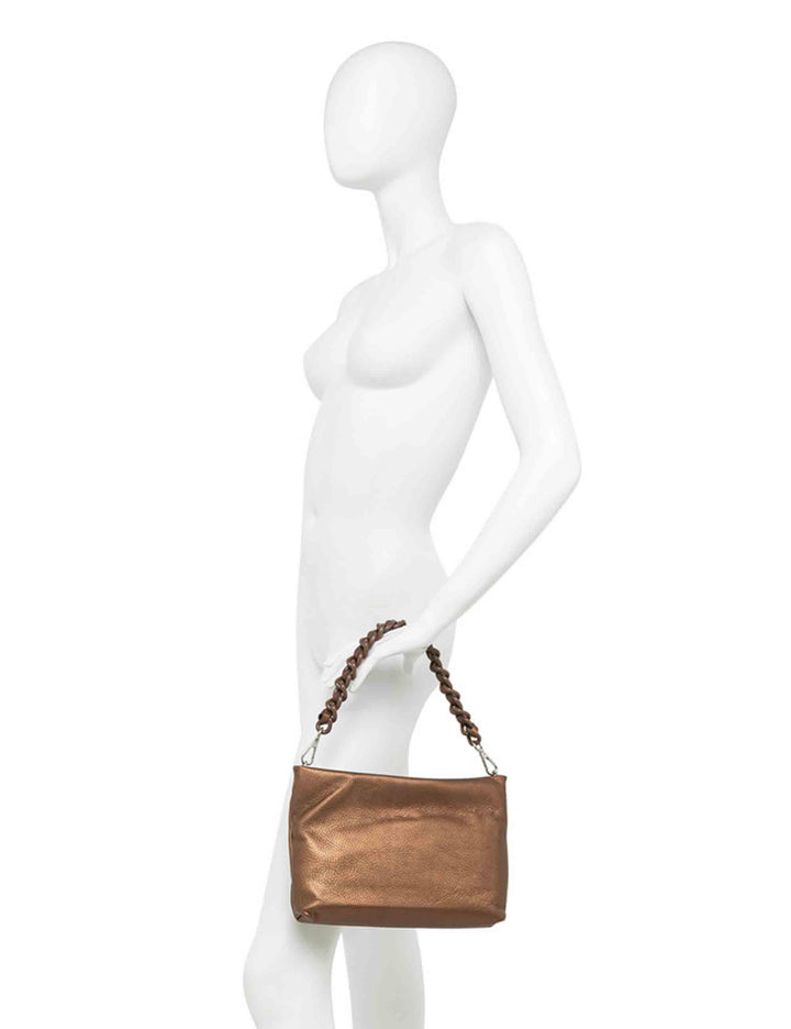 Borse donna Branda in pelle grigio perla con catena e tracolla in pelle removibile BS8265 14168 COMM GRN LM-EM Gianni Chiarini 