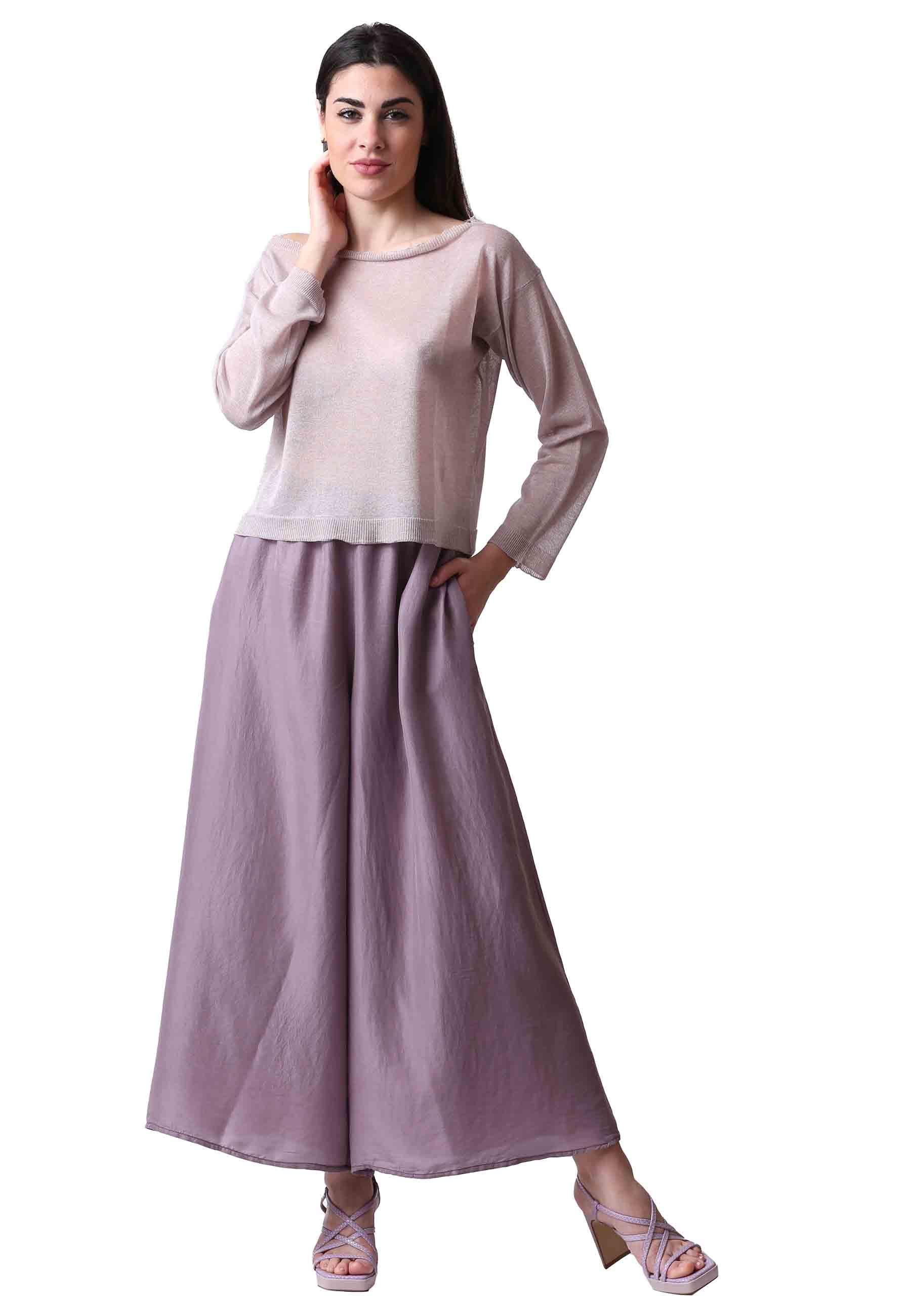 Maglia donna firmata in viscosa glicine scollo a barca MISTO 036 TreBarraBi 