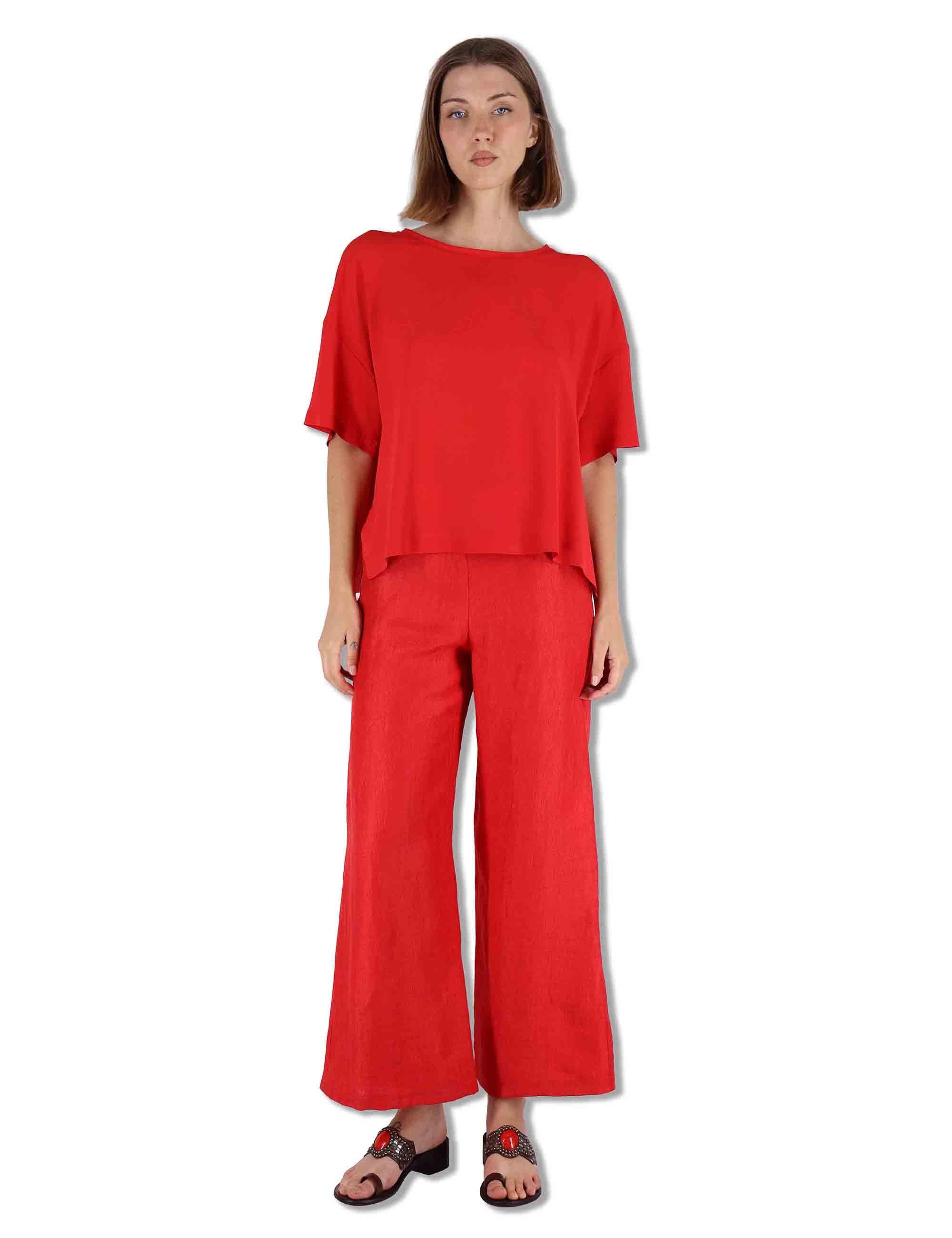 Camicie donna Fluid Crepe in misto seta corallo maniche a 3/4 JM440050672 31013 Maliparmi 