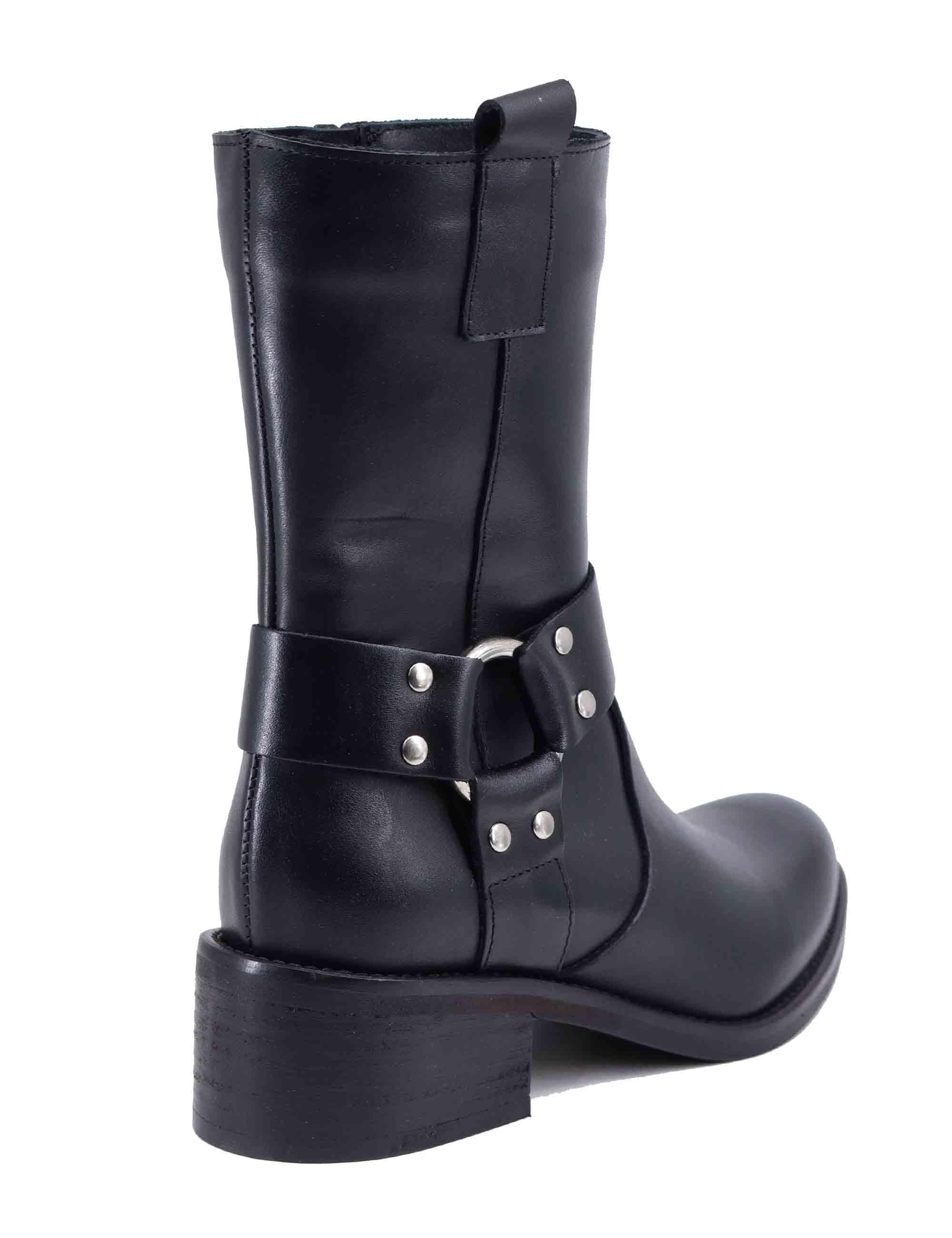 Texani donna in pelle nera con cavigliera SP102 001 Spatarella 