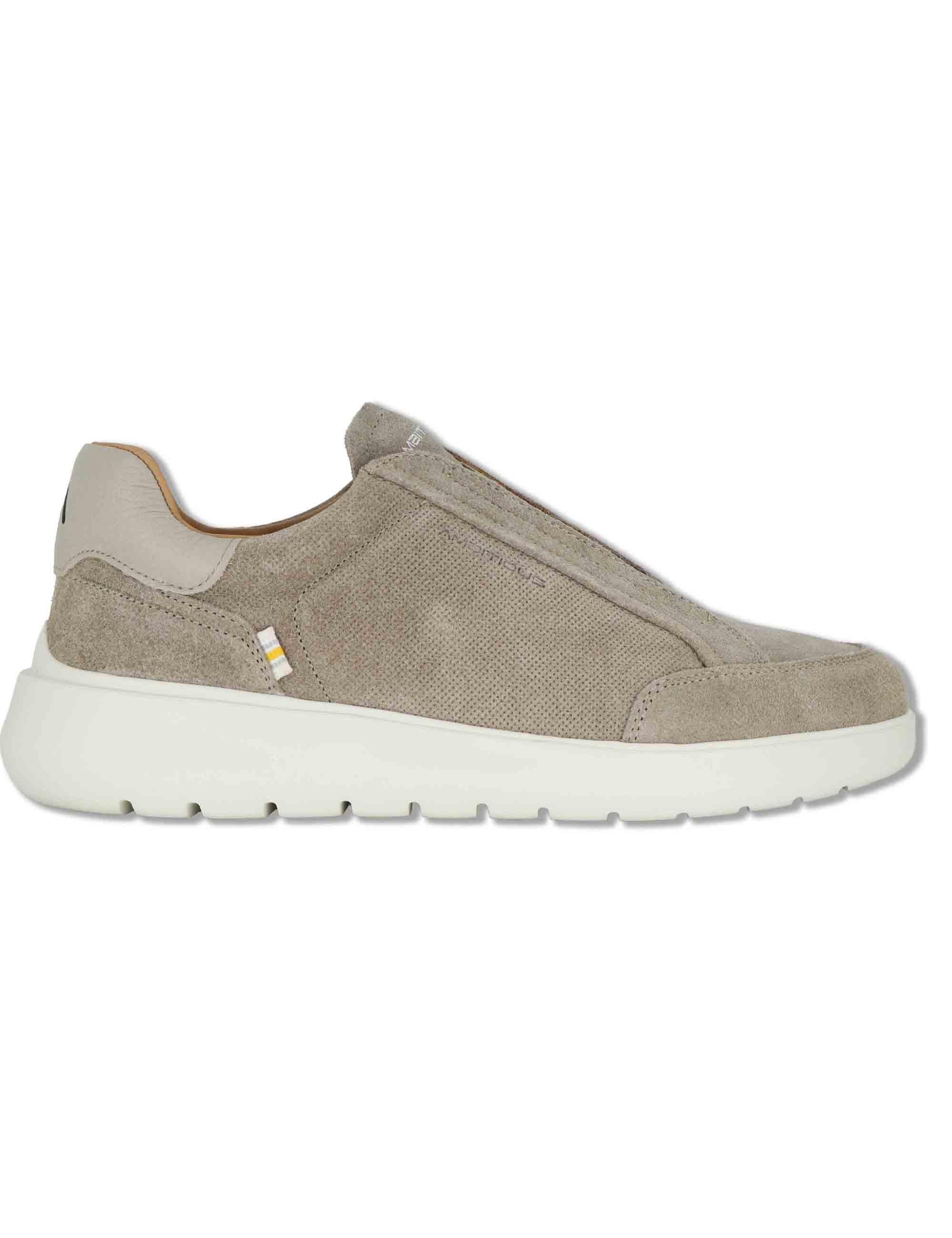 Sneakers uomo Hover in camoscio taupe con elastici e suola alta in gomma 13721A 7338AM Ambitious 