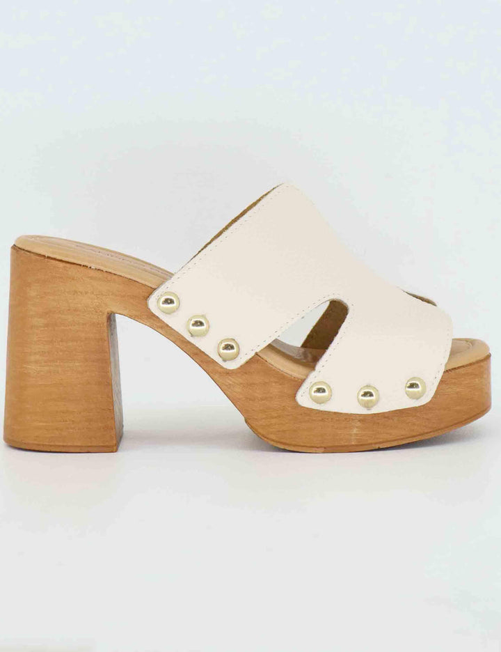 Sandali donna in pelle bianca con tacco in legno SR8484 100 Sandro Rosi 