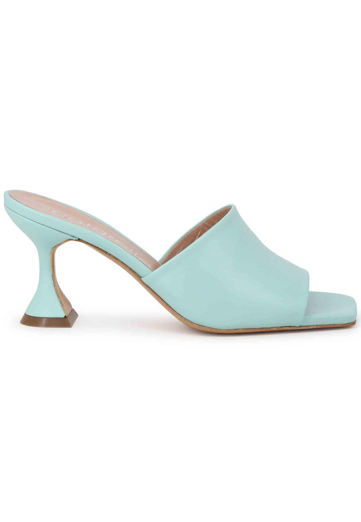 Sandali donna in pelle verde con tacco alto e punta quadra SPL35 025 Spatarella 