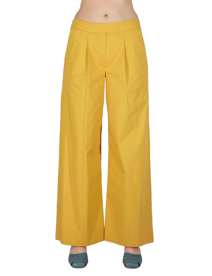 Pantaloni donna Fluid Pants in cotone stretch senape con pences JABPN0001-F1275-1240 1226 Justmine 