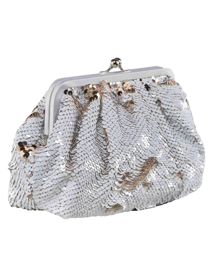 Borse donna in paillettes bianche con catena ACA654 BIANCO Anna Cecere 