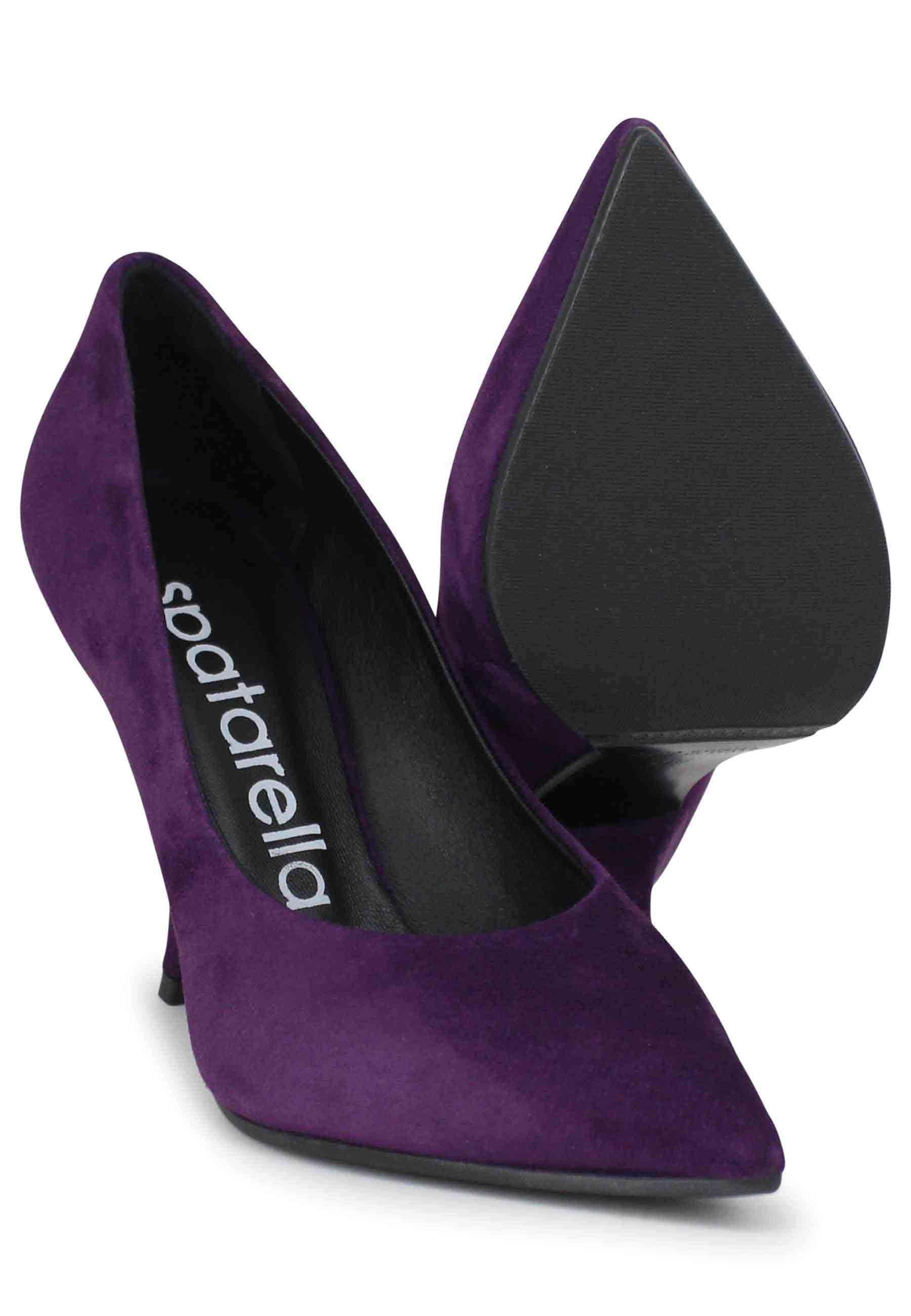 Decollete donna in camoscio viola tacco alto SP732 037 Spatarella 
