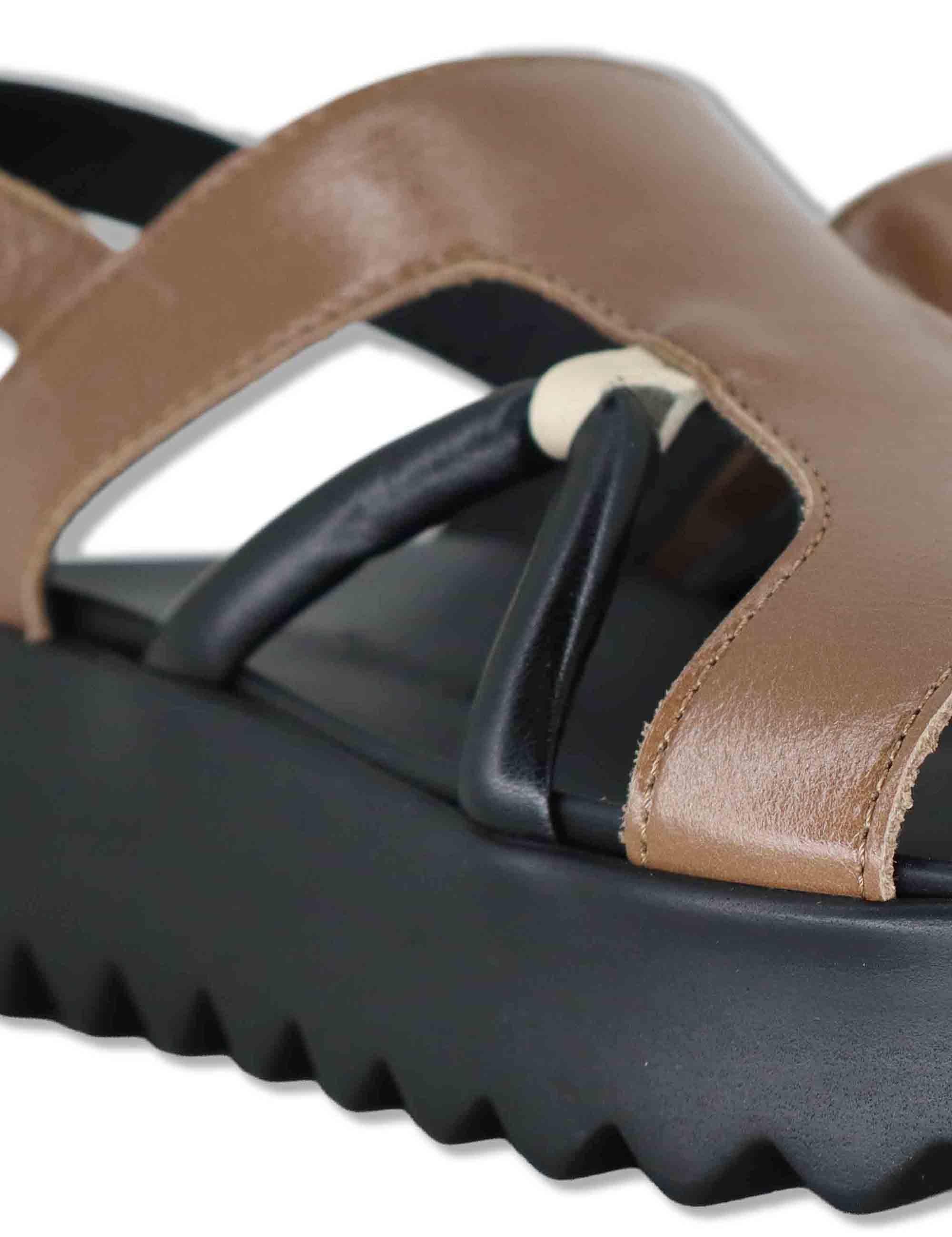 Sandali donna slingback in pelle cuoio con zeppa in gomma 5cm SB18 3 Le Bohemien 
