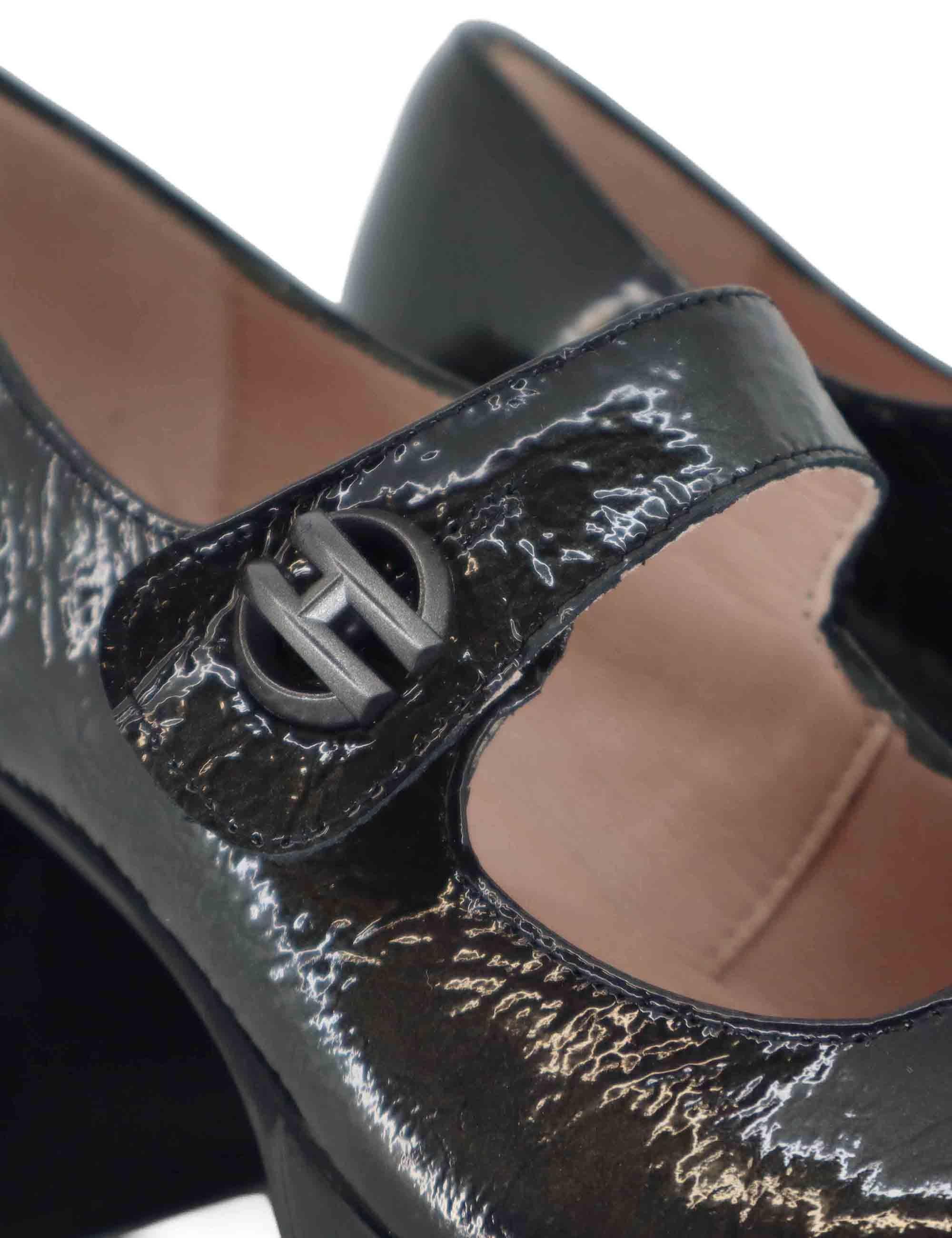 Decollete donna in pelle grigia con cinturino e tacco alto HI254305 C001 Hispanitas 