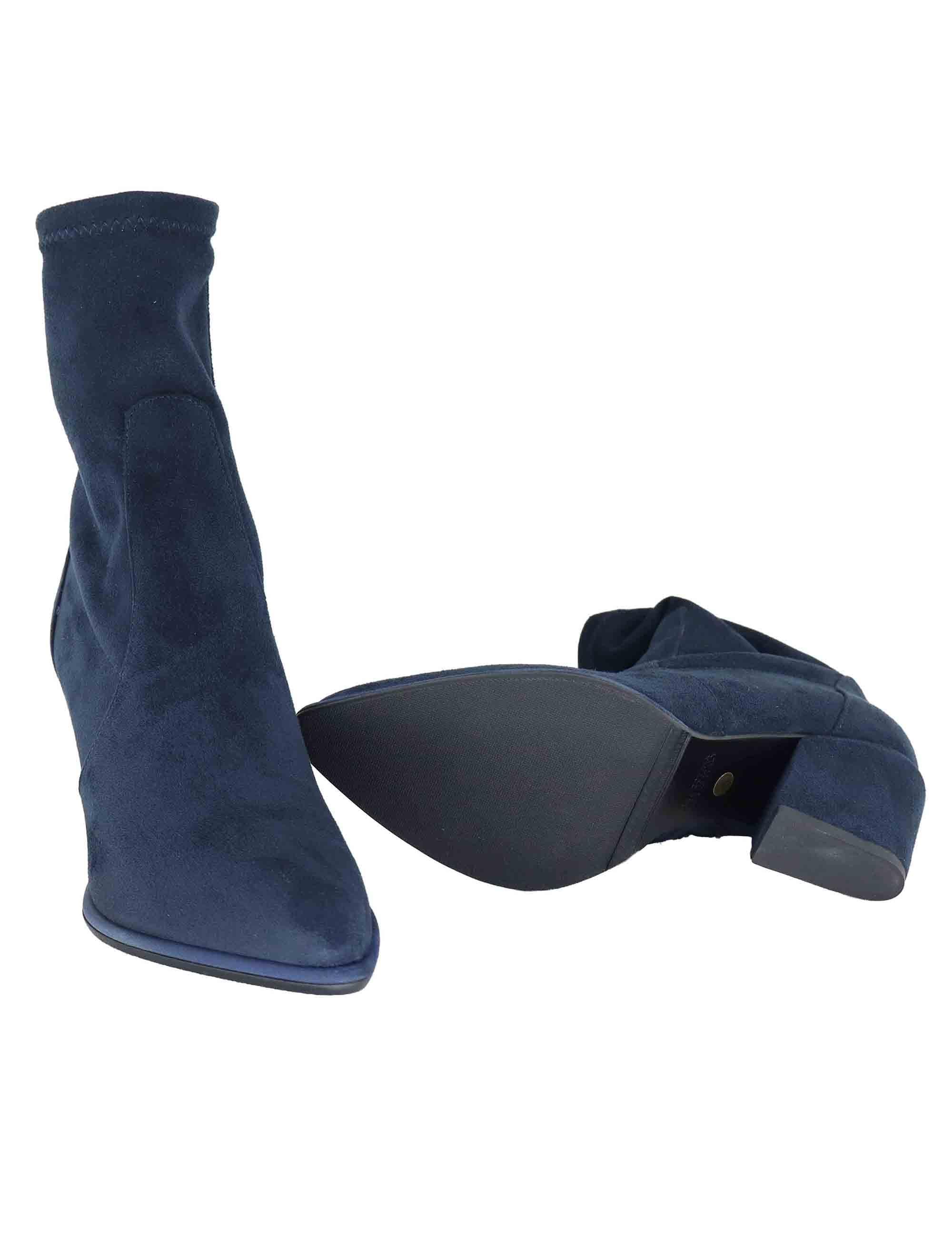 Stivaletti donna in alcantara blu con zip laterale SP1030 002 Spatarella 