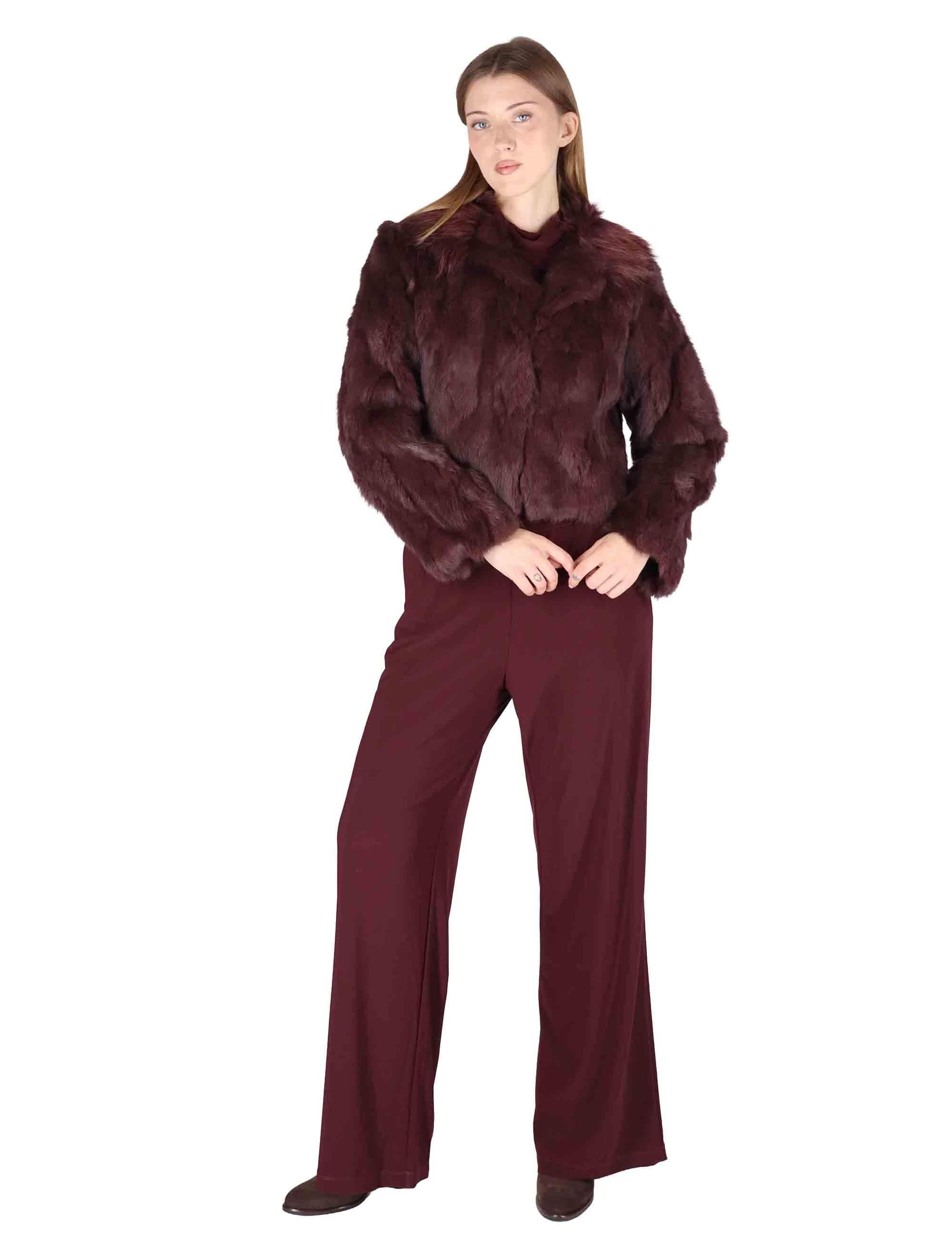 Giubbotti bomber corti donna in lapin bordeaux SP25101 BRDX Spatarella 