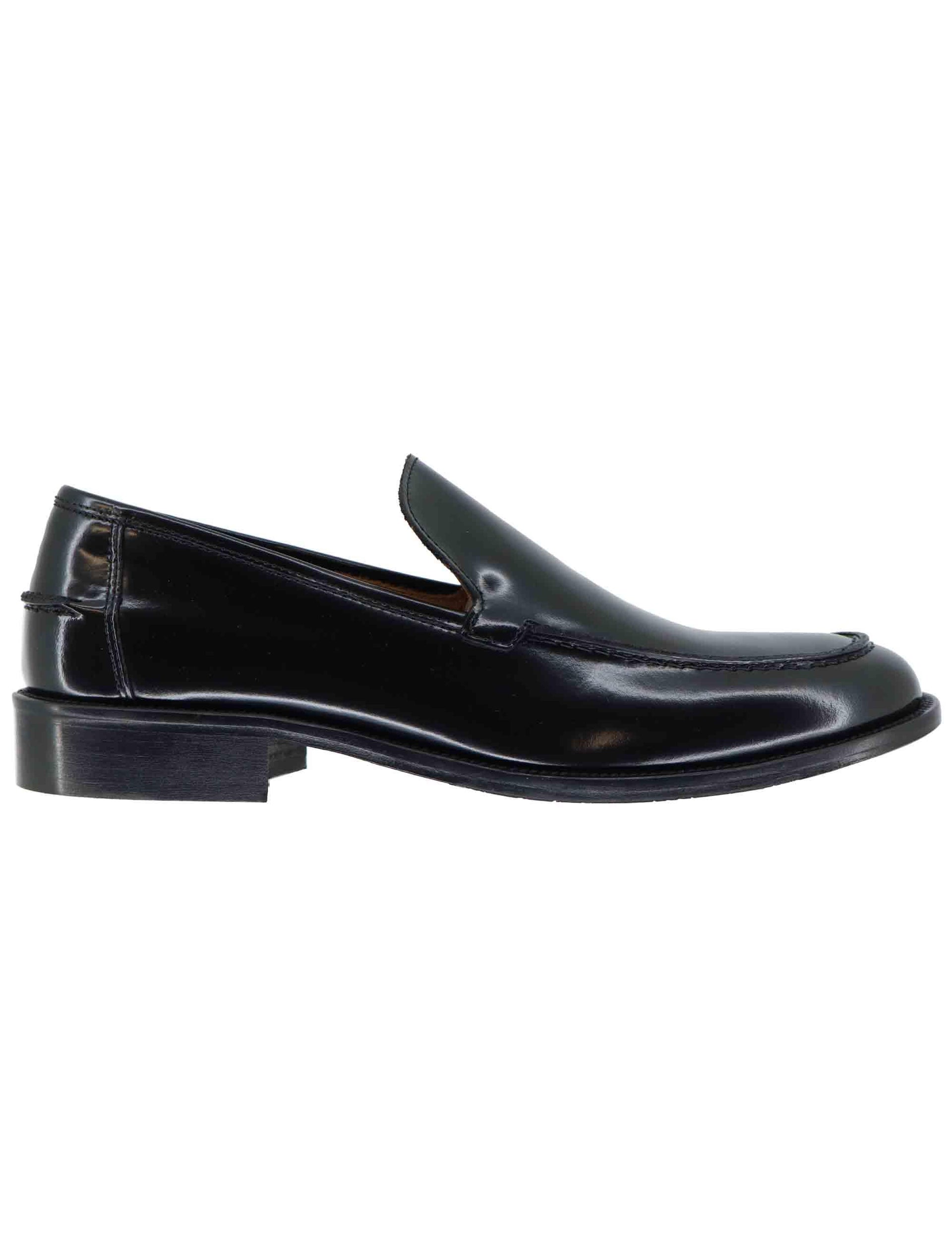 Mocassini uomo in pelle nera con suola in cuoio OXFORD 5 001 Rogal's 
