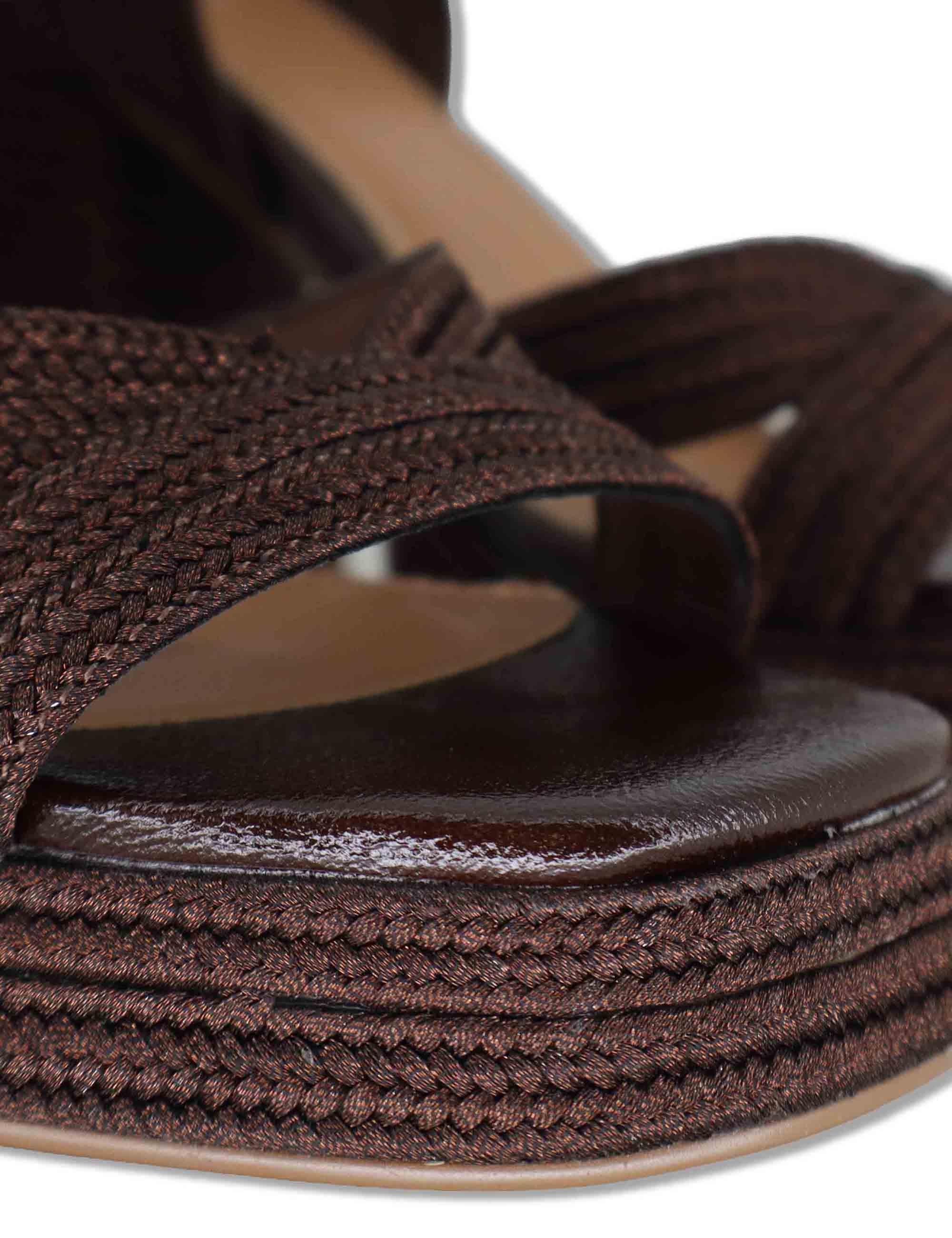 Sandali donna in rafia marrone con cinturino tacco alto e plateau W4700020 5501 Exe 