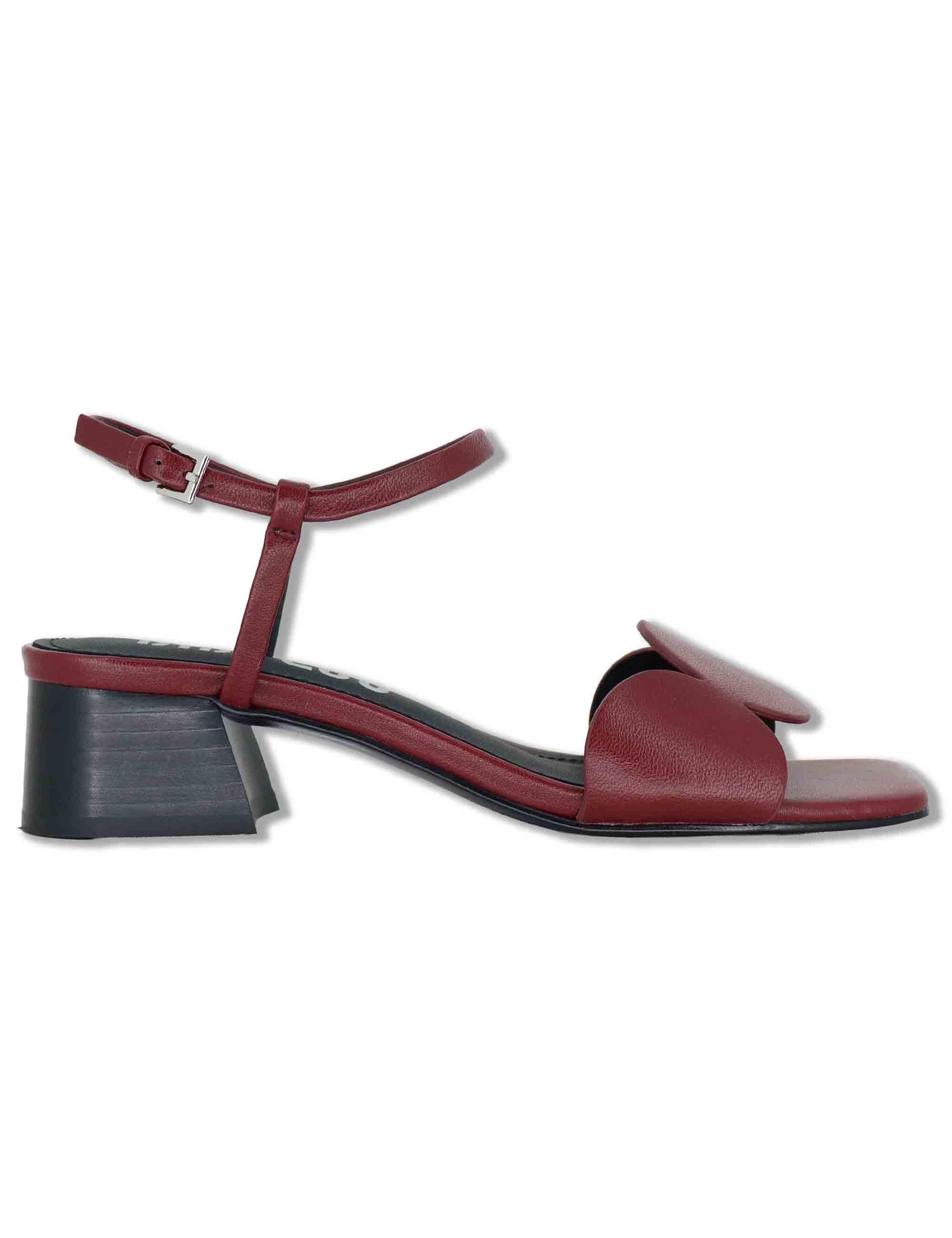 Sandali donna in pelle bordeaux con cinturino alla caviglia e tacco basso Onami 623Z10VK 40-BURGUND Bibi Lou 