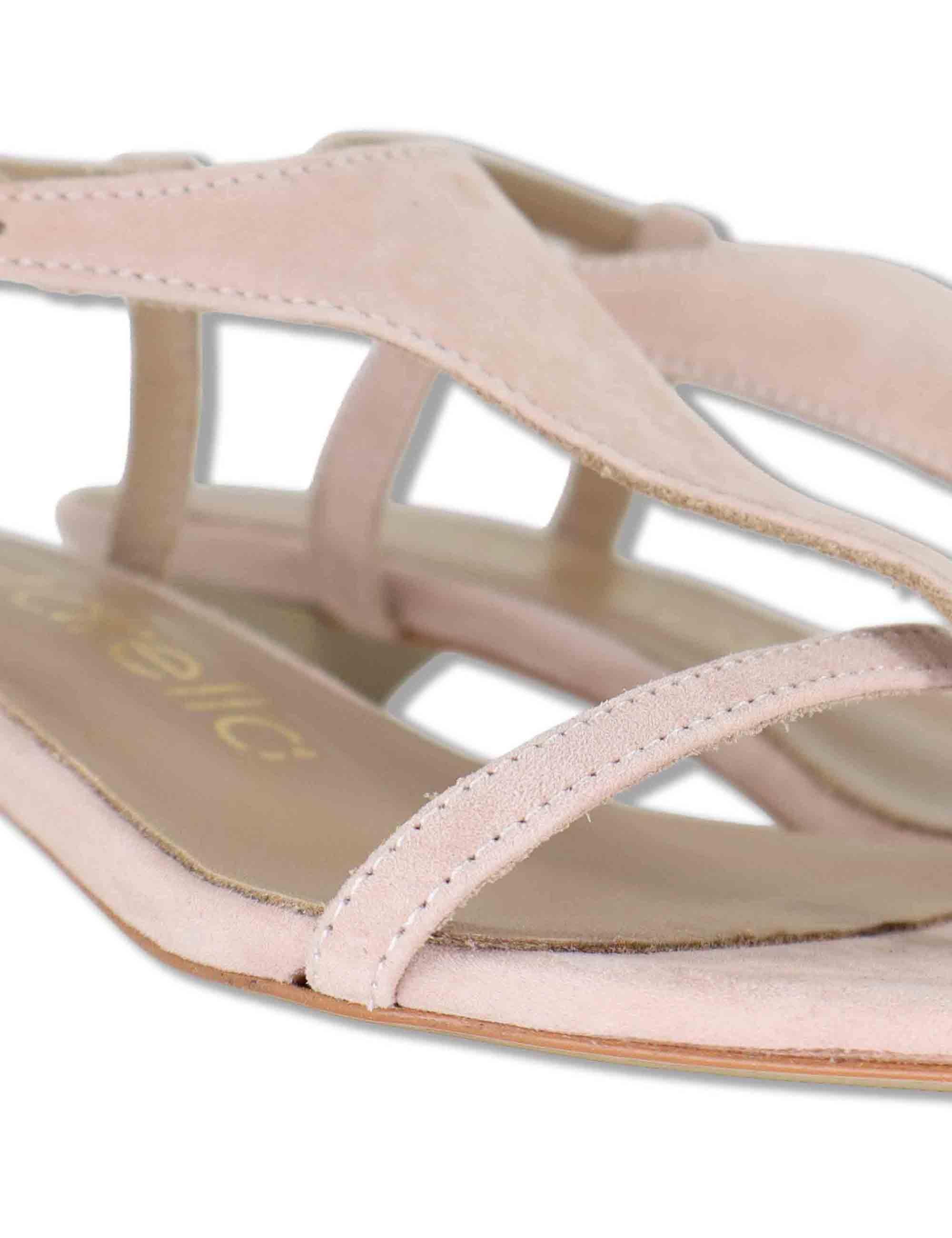 Sandali donna slingback in camoscio beige con tacco basso SP261653 020 Spatarella 