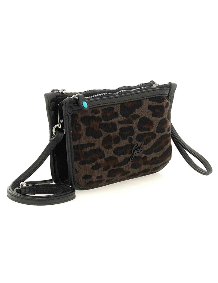 Borse a tracolla donna in pelle nera e cavallino animalier con tracolla G011860T1 X2428 F1574 Gabs 