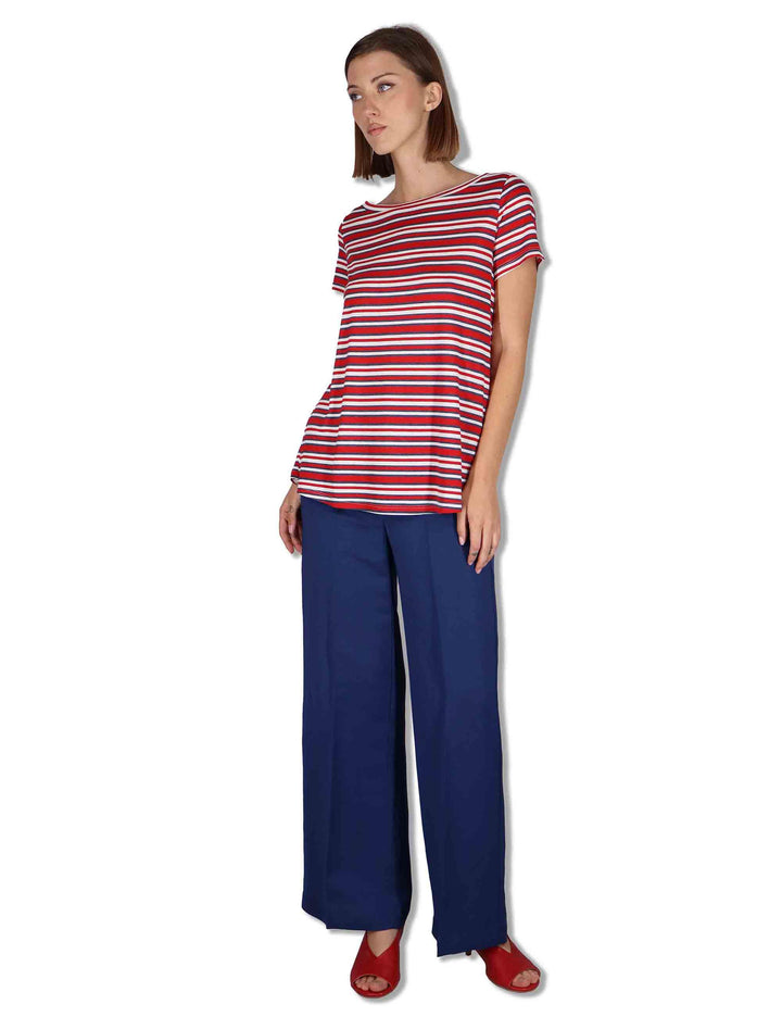 T-Shirt donna Summer Stripes in viscosa naturale azzurra JK028170676 82B30 Maliparmi 